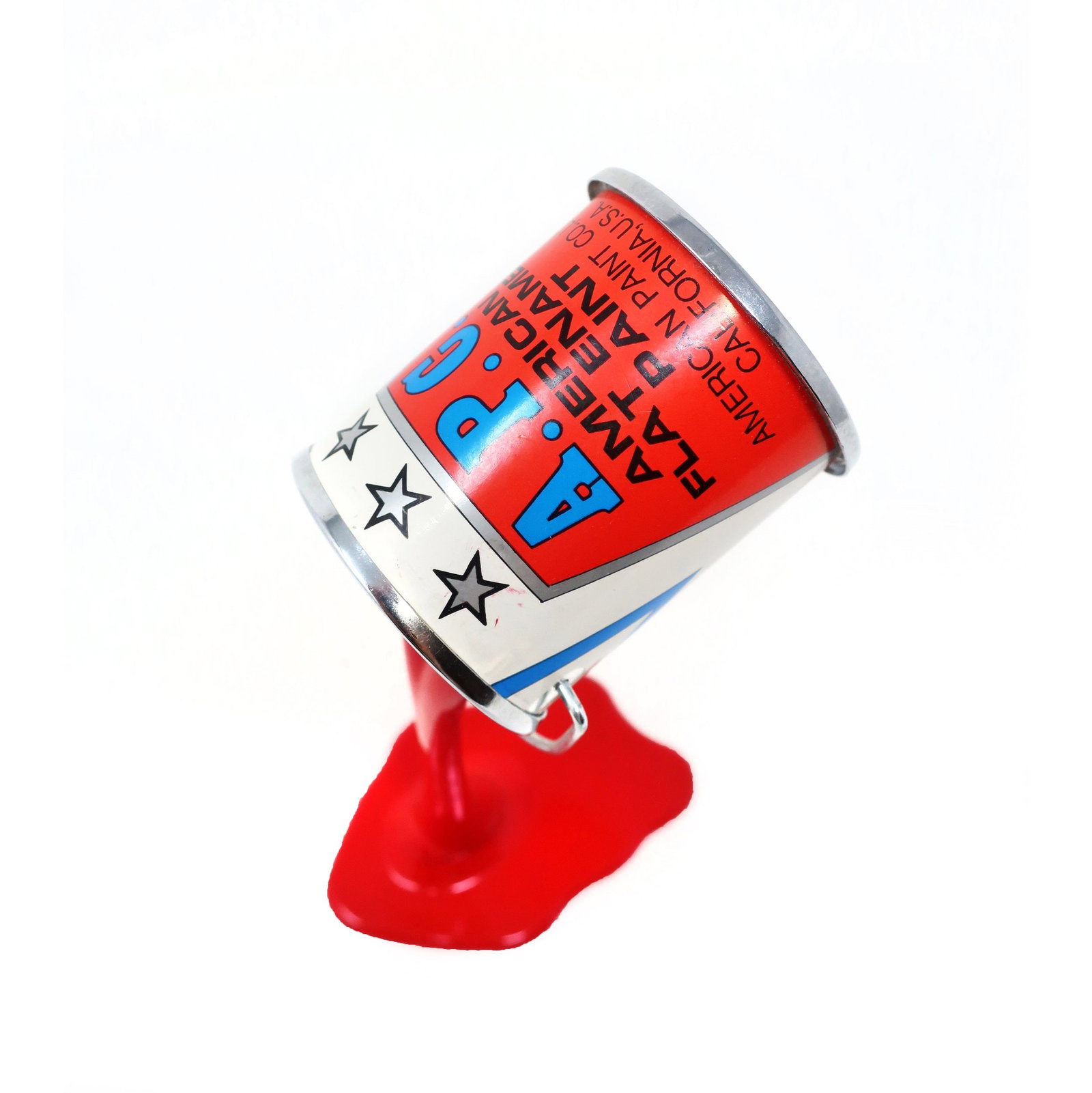 Vintage Red Pop Art APC Pouring Paint Can Bank - 5
