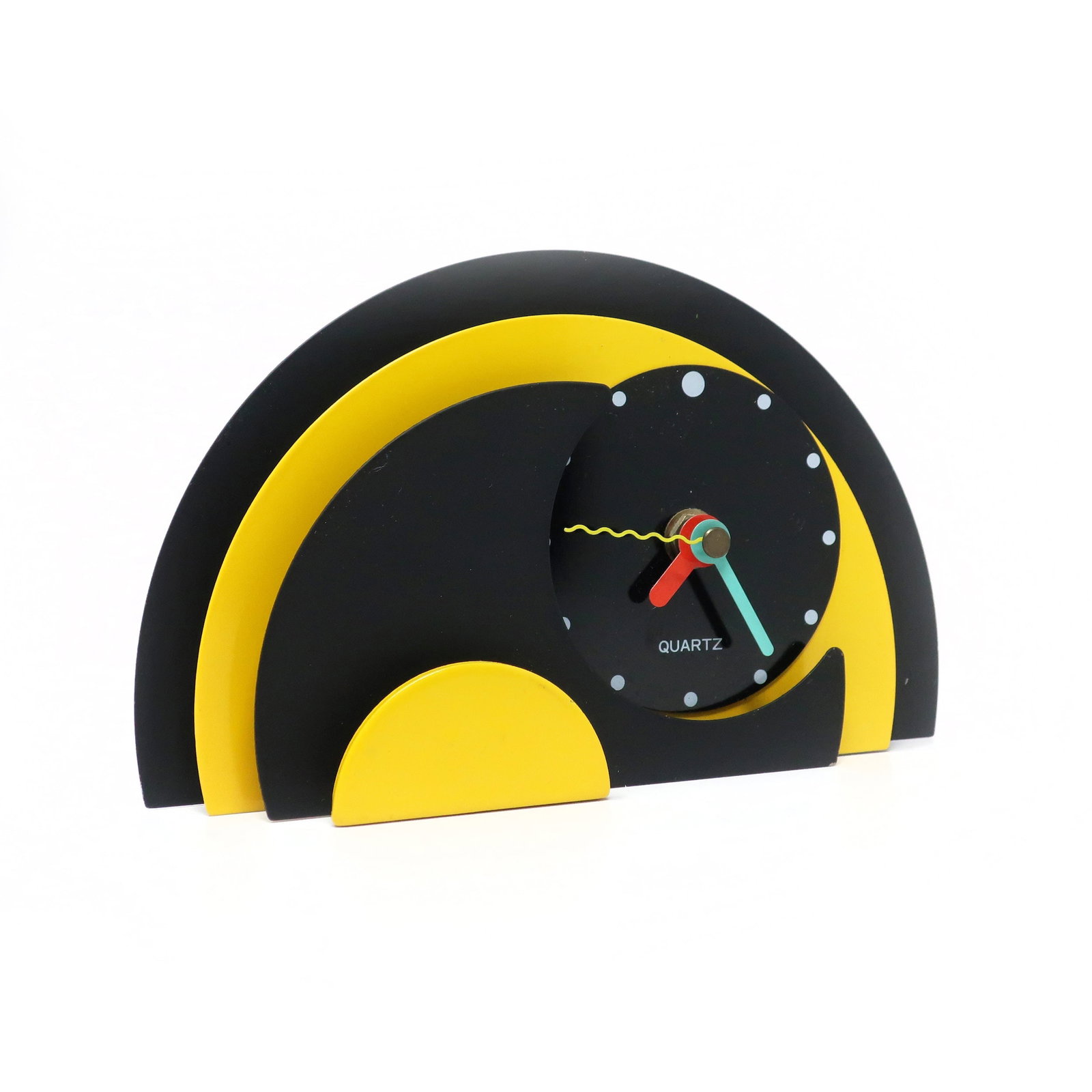 1980s Yellow & Black Stacked Desk or Mantel Clock - 2
