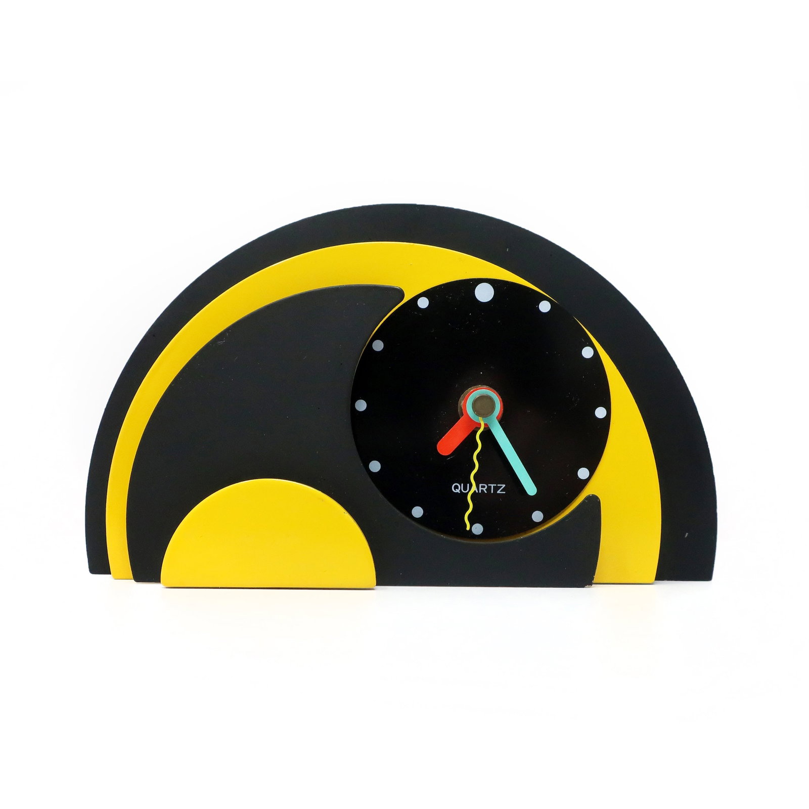 1980s Yellow & Black Stacked Desk or Mantel Clock - 3