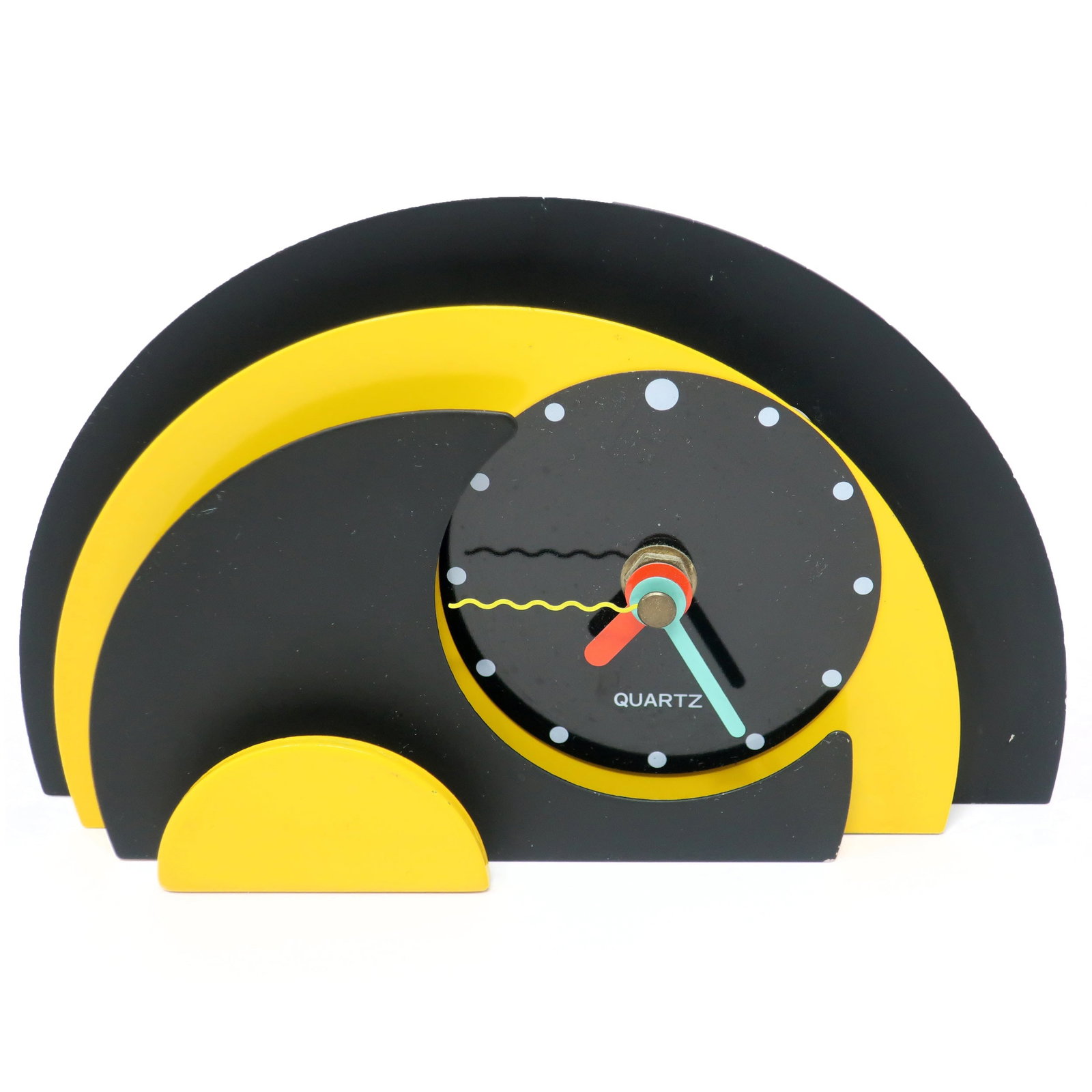 1980s Yellow & Black Stacked Desk or Mantel Clock - 4