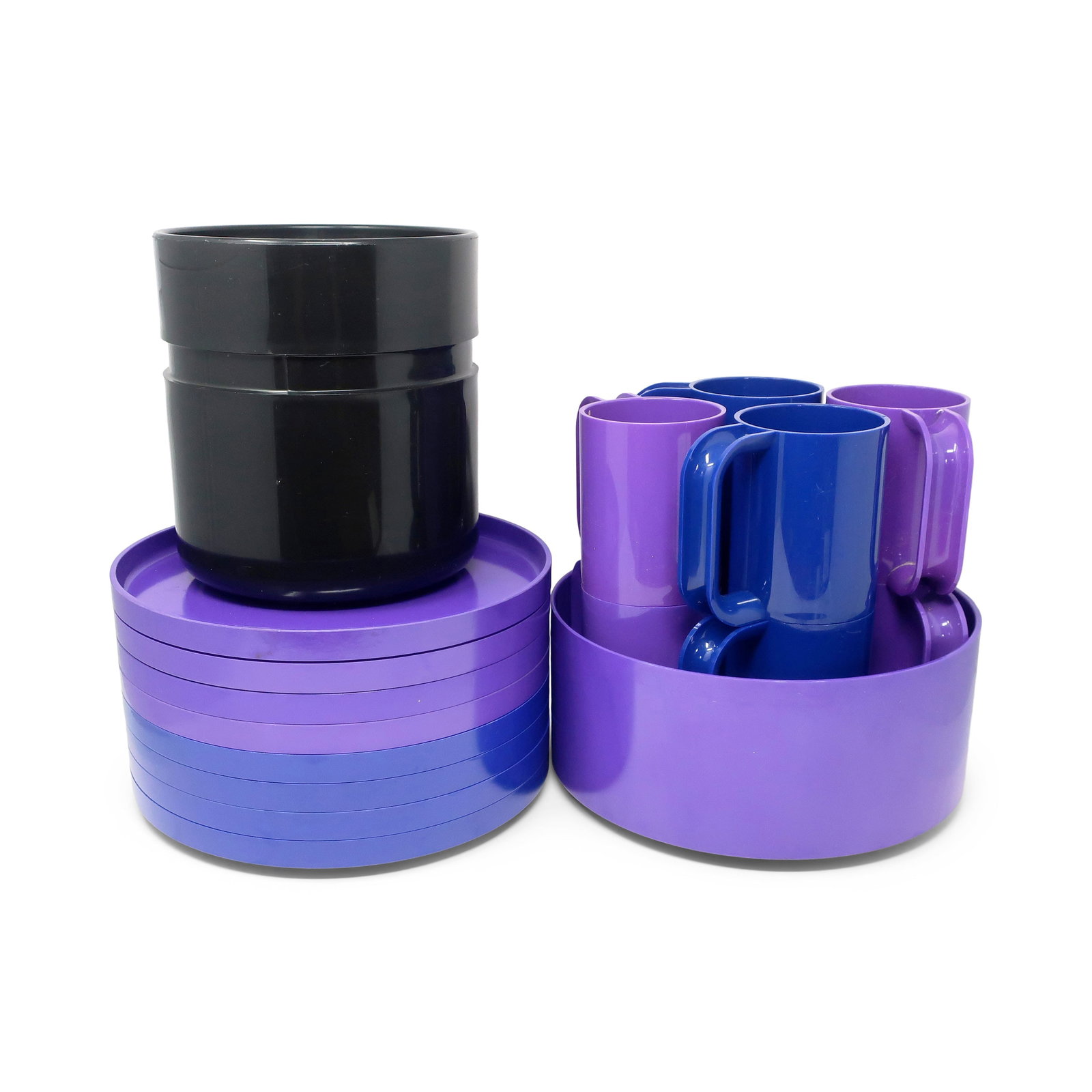 Blue, Purple and Black Massimo Vignelli for Heller Dinnerware - Set of 18 - 3