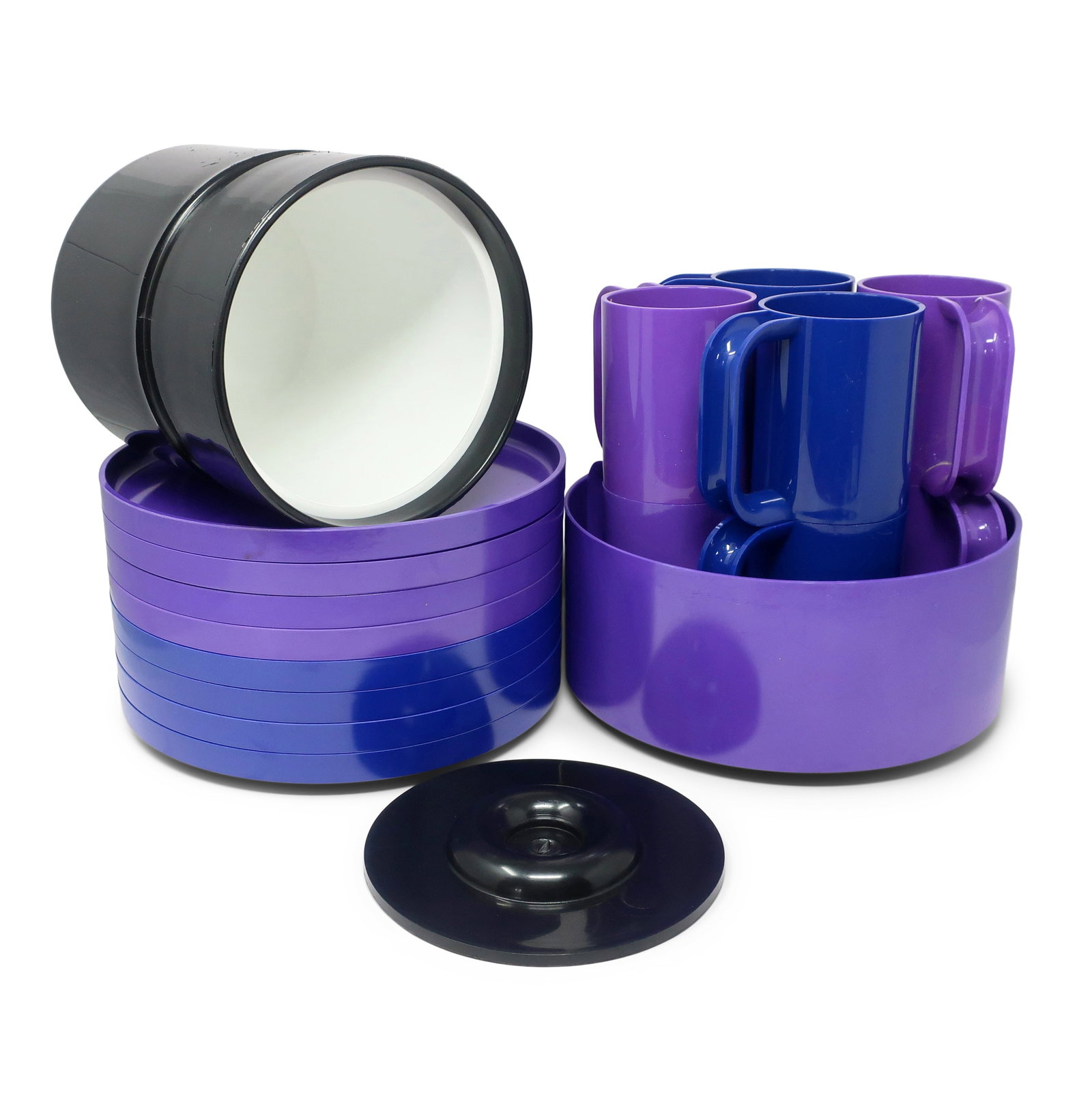 Blue, Purple and Black Massimo Vignelli for Heller Dinnerware - Set of 18 - 4