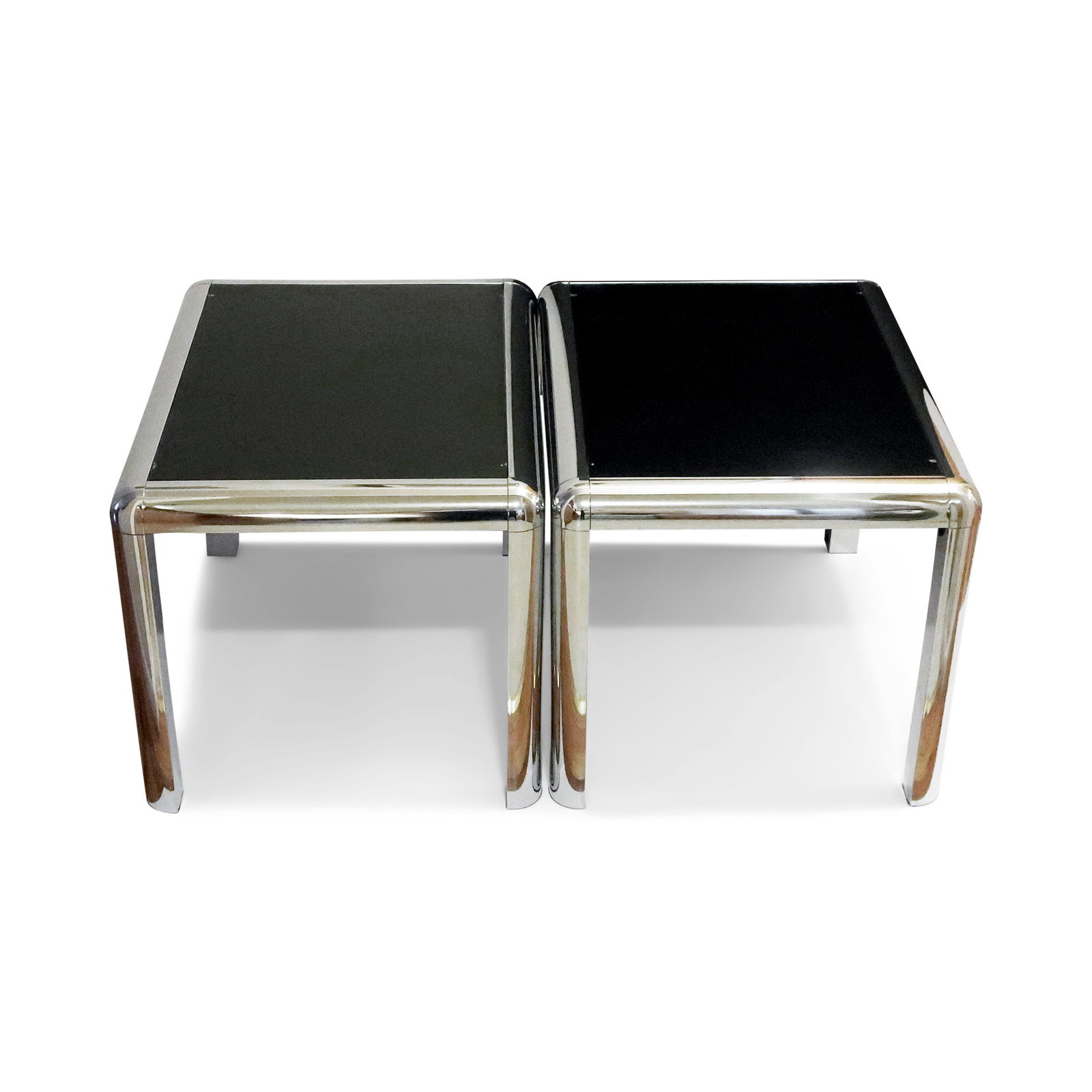 Pair of 1970s Chrome and Glass Side Tables (1 of 9)