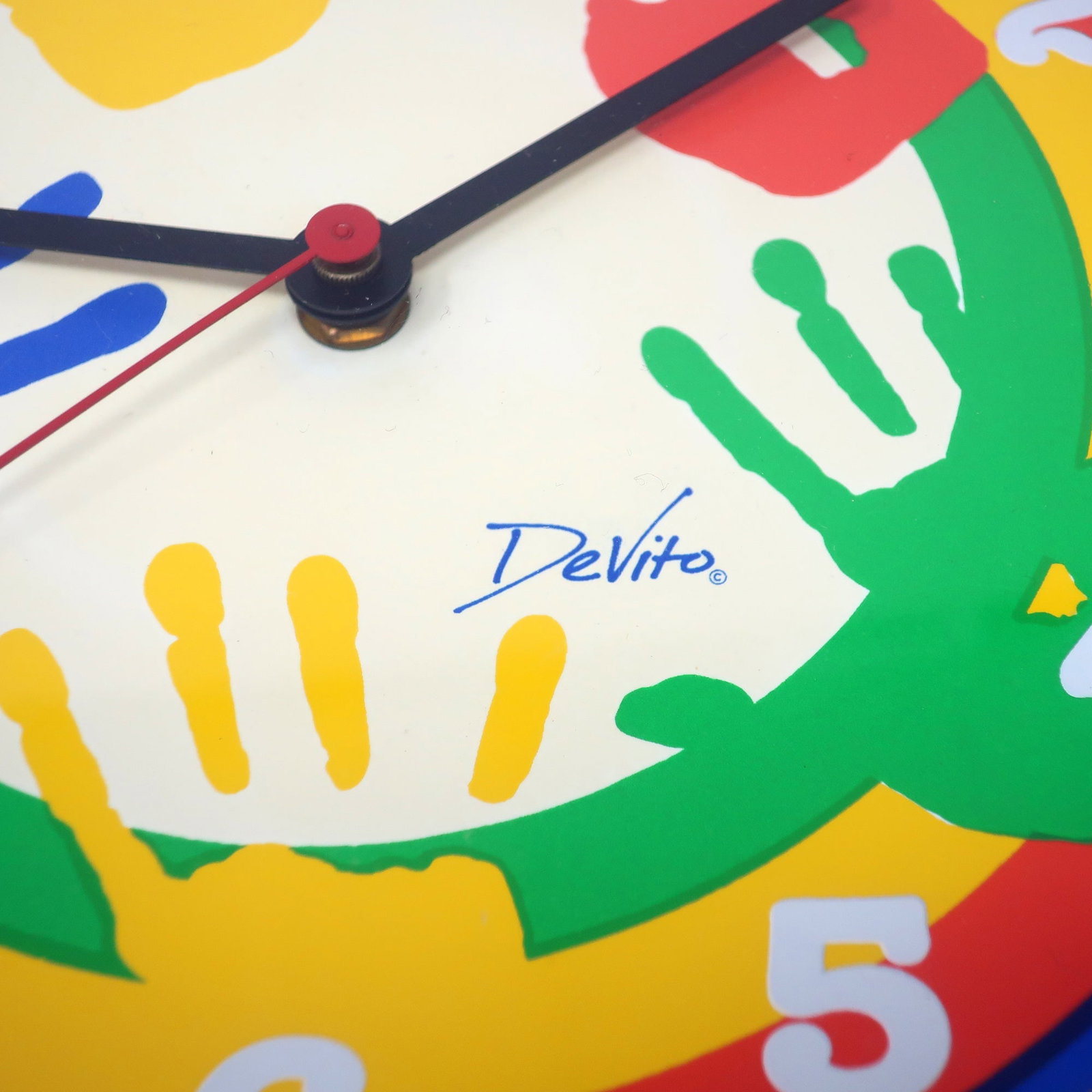 1980s Colorful Handprint Wall Clock by Devito - 4