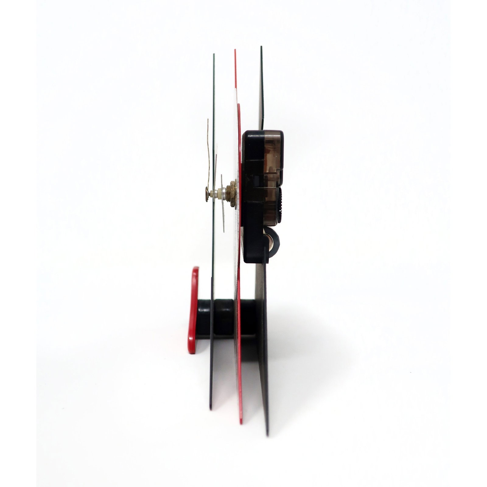 1980s Red & Black Stacked Desk or Mantel Clock - 6