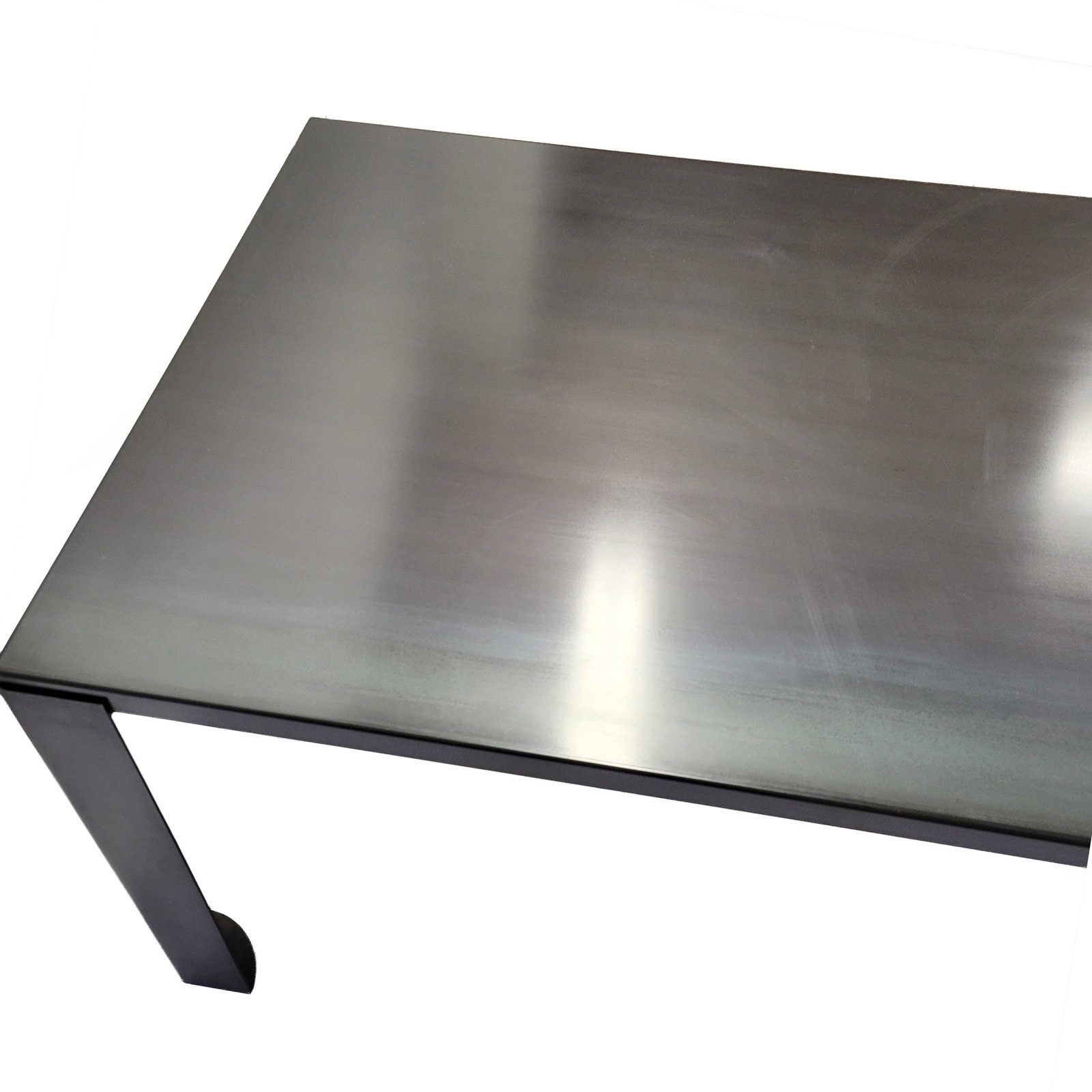 Rectangular BIG IRONY Table by Maurizio Peregalli for Zeus: Designed in 2000, Maurizio Peregalli's Big Irony series of products for Zeus are constructed from unpainted phosphatized sheet steel. The surface irregularity of the steel material will stain over