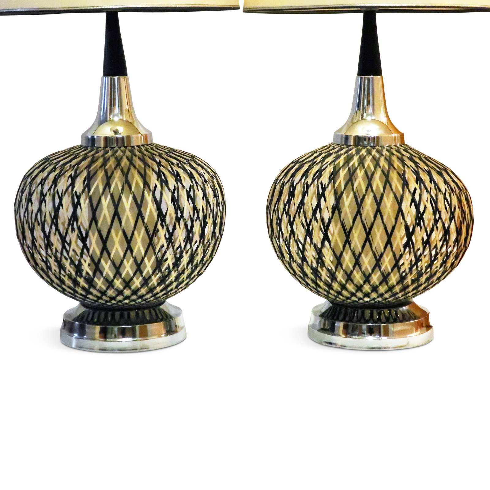 Pair of Mid Century Modern Spun Lucite Spaghetti Table Lamps - 5