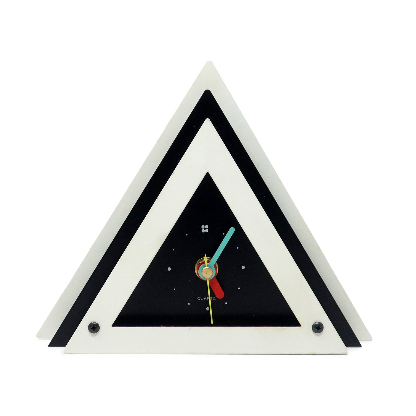 1980s Black & White Stacked Desk or Mantel Clock - 2