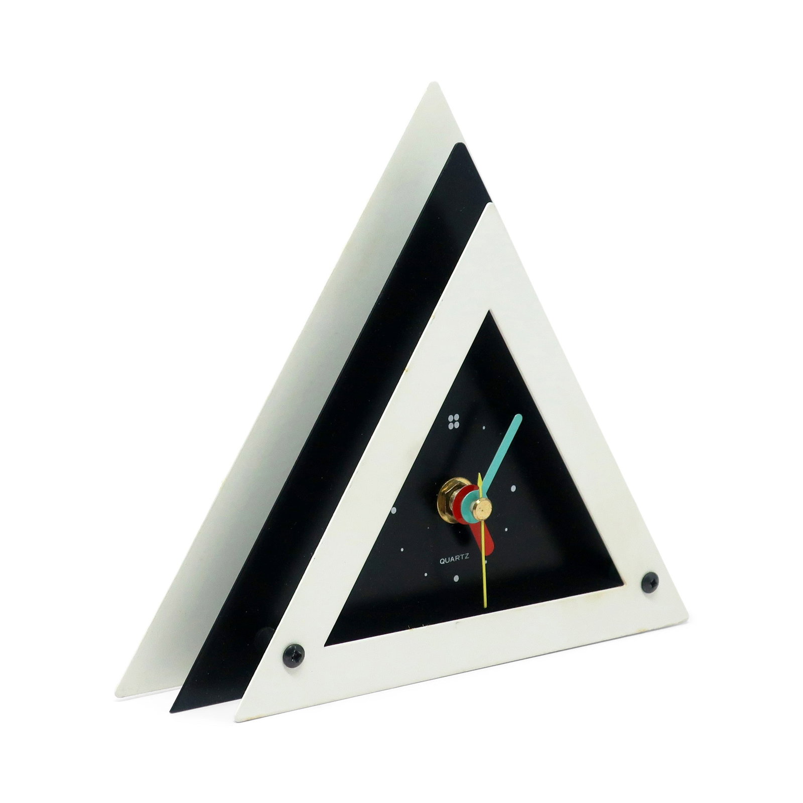1980s Black & White Stacked Desk or Mantel Clock - 3