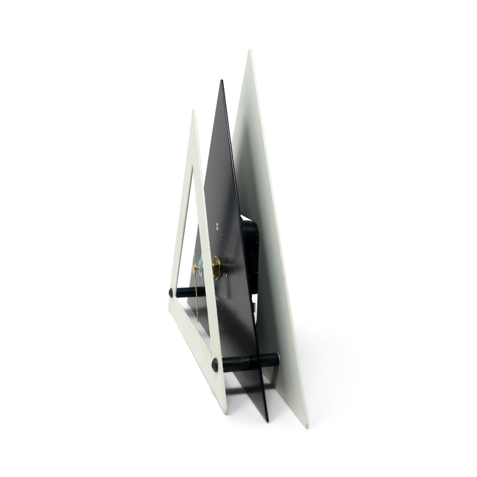 1980s Black & White Stacked Desk or Mantel Clock - 4
