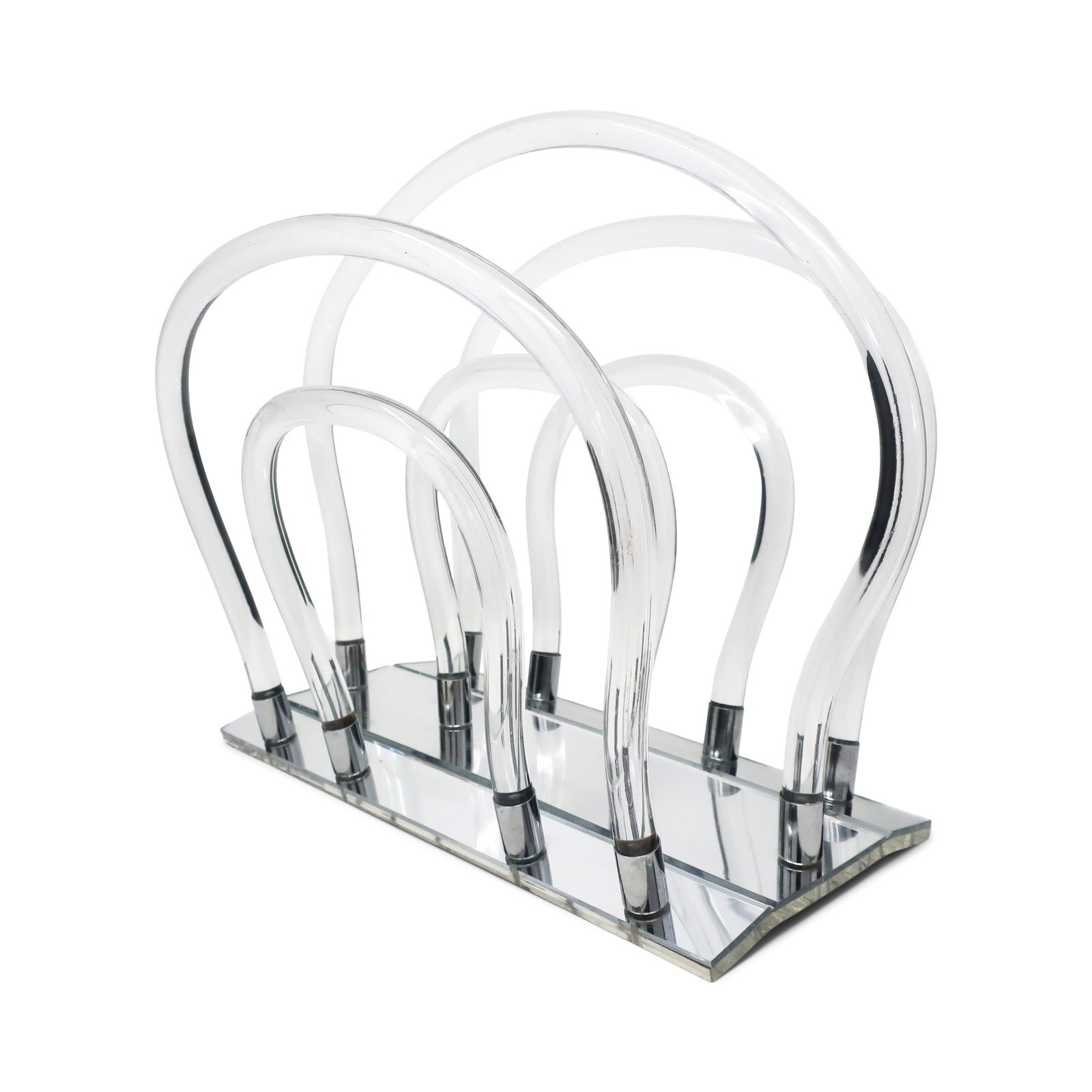 Vintage 1960s Lucite & Chrome Magazine Rack by Dorothy Thorpe - 2