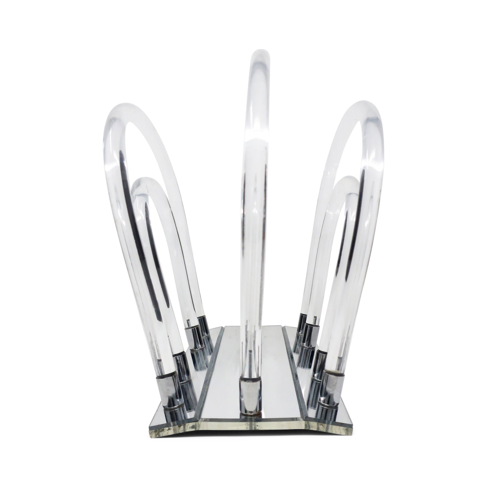 Vintage 1960s Lucite & Chrome Magazine Rack by Dorothy Thorpe - 4