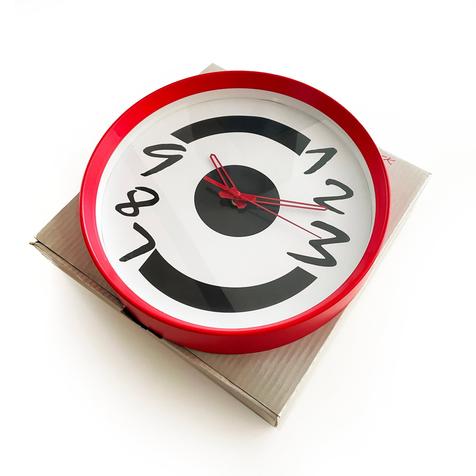 1980s Postmodern Red Wall Clock - 3