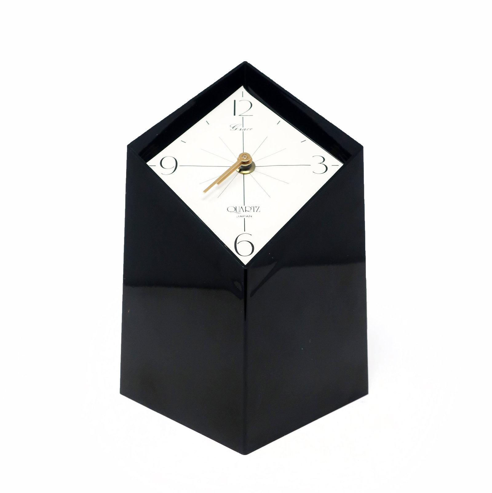 1970s Japanese Black Lucite Clock by Grace - 2