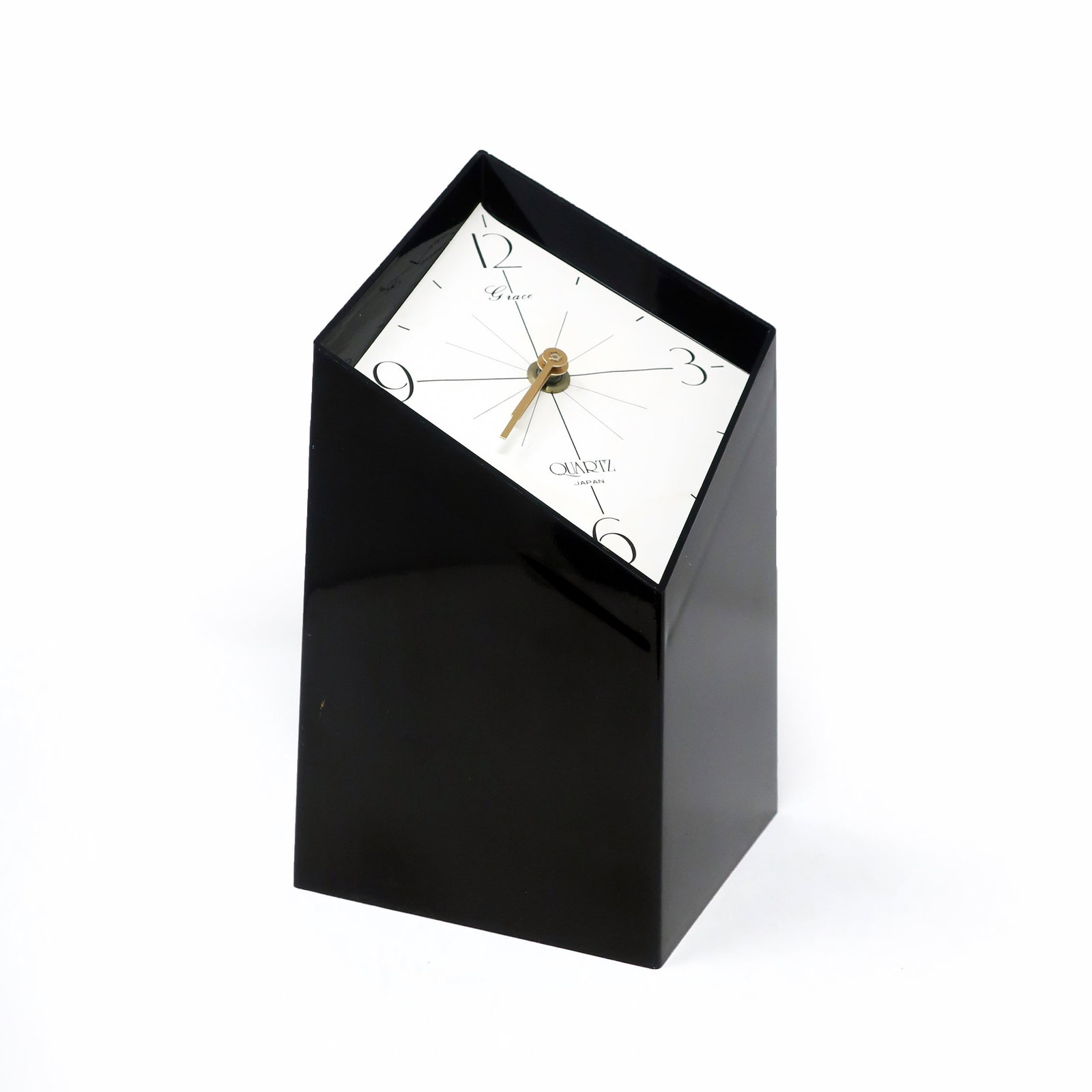 1970s Japanese Black Lucite Clock by Grace - 3