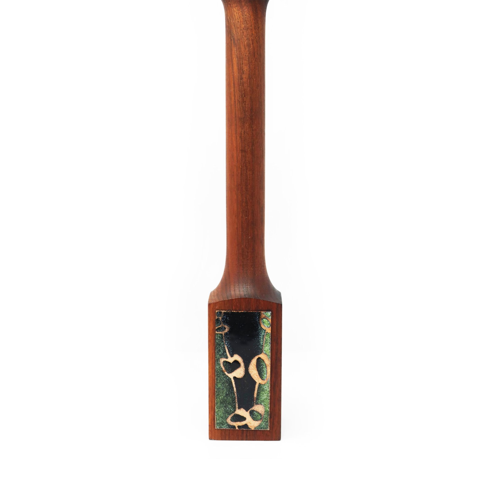 Mid-Century Modern Teak & Green Enameled Metal Table Lighter - 6