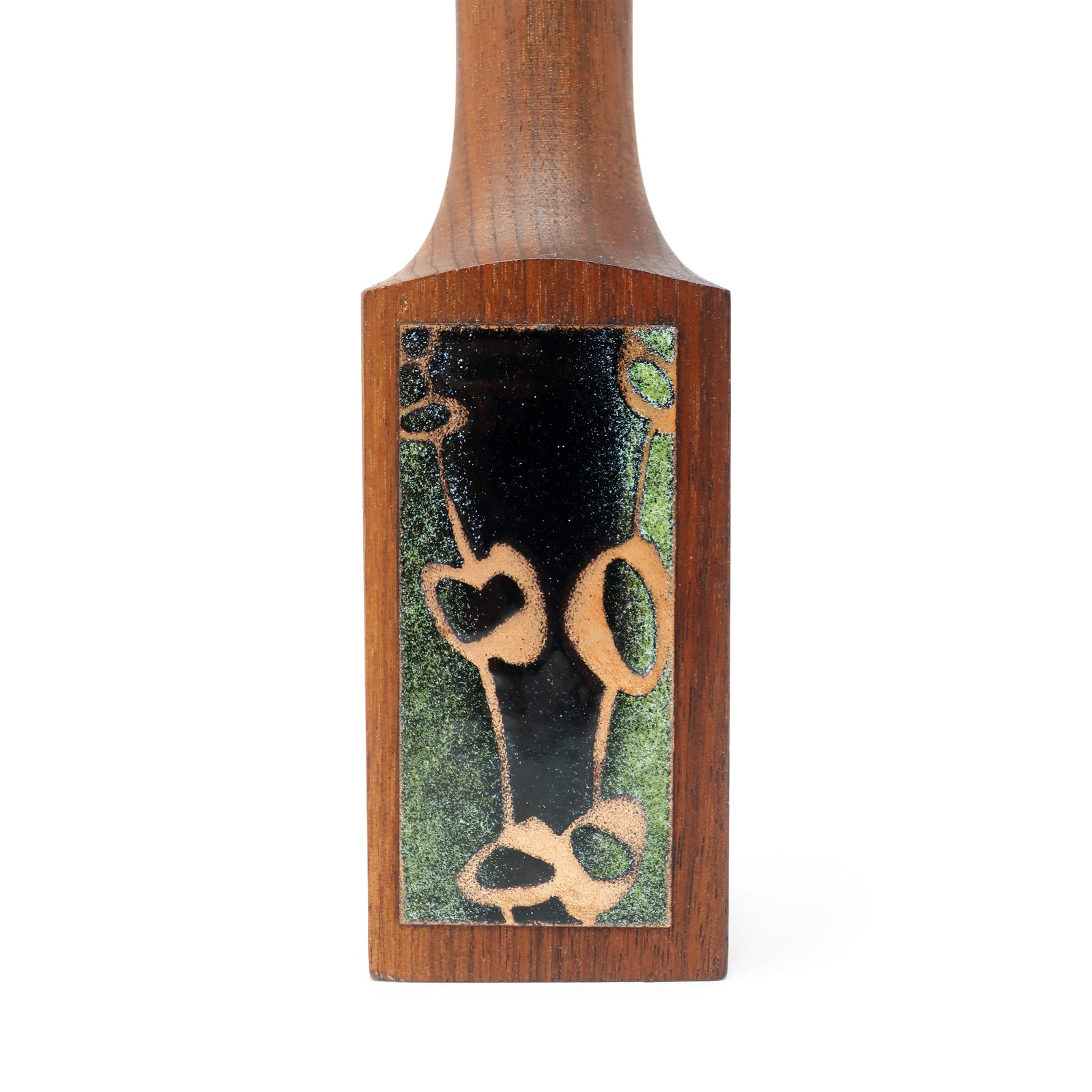 Mid-Century Modern Teak & Green Enameled Metal Table Lighter - 7