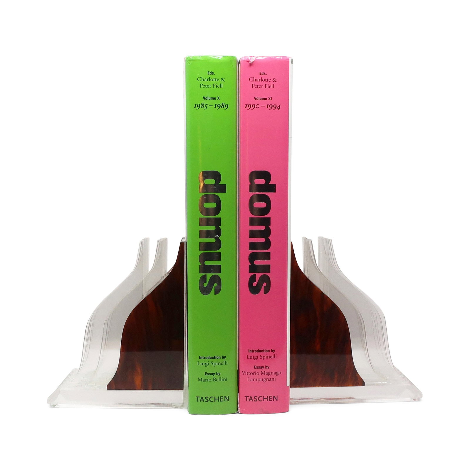 Pair of Vintage Stacked Tortoiseshell Lucite Bookends - 7