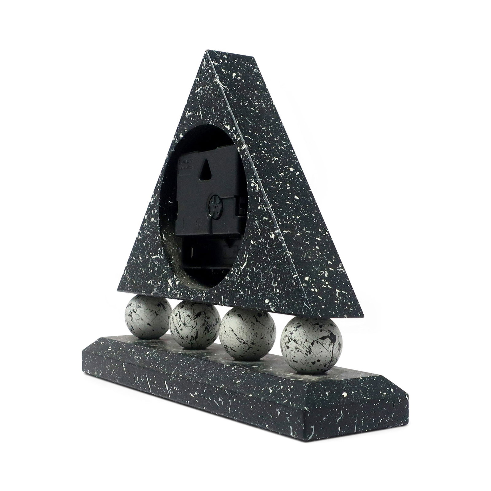 1980s Triangular Black Splatter Paint Desk Clock - 3