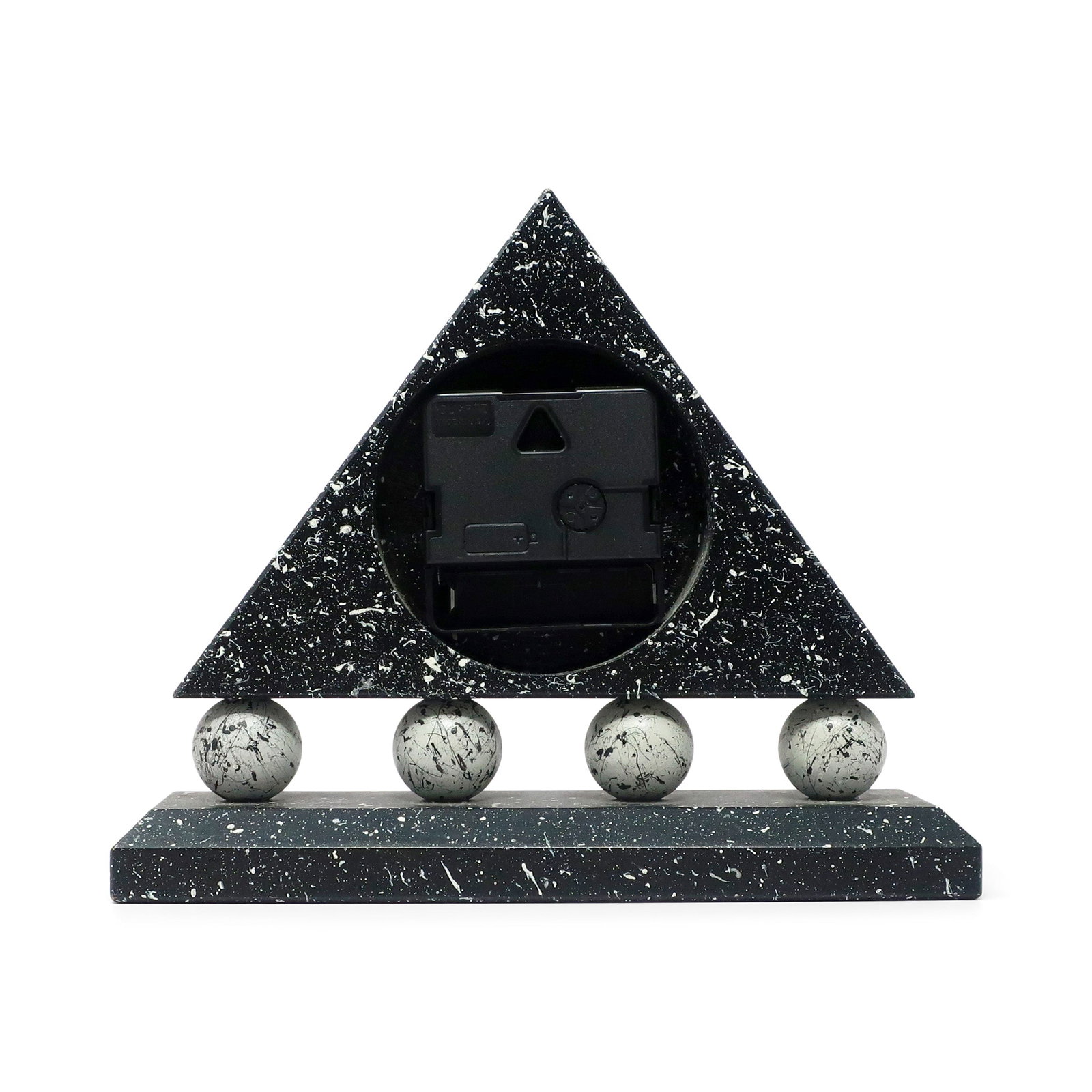 1980s Triangular Black Splatter Paint Desk Clock - 5