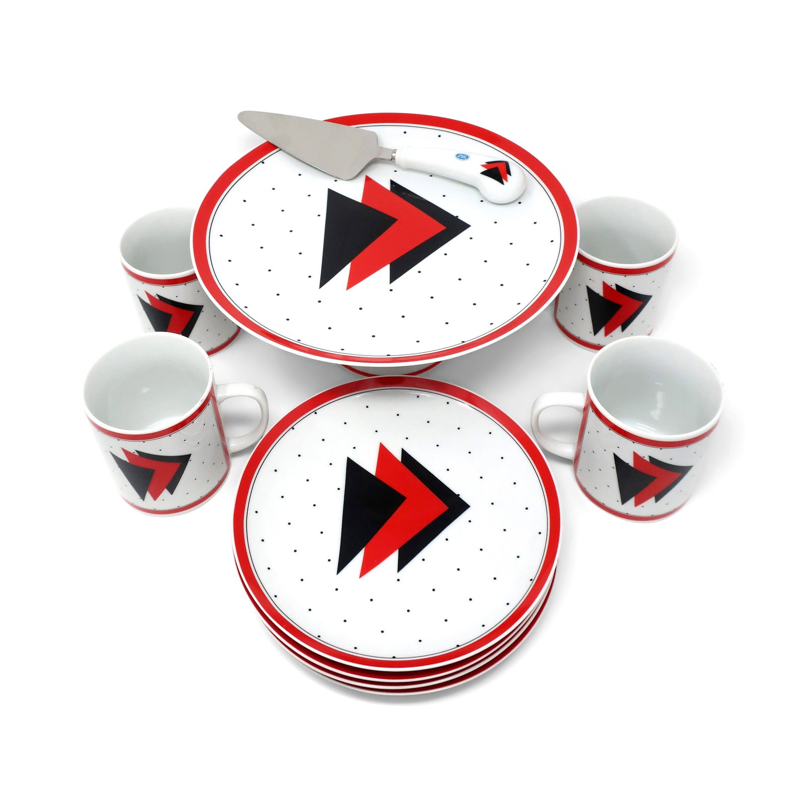 Postmodern Graphix Dessert Set by Saltera Himark 1985 - 3