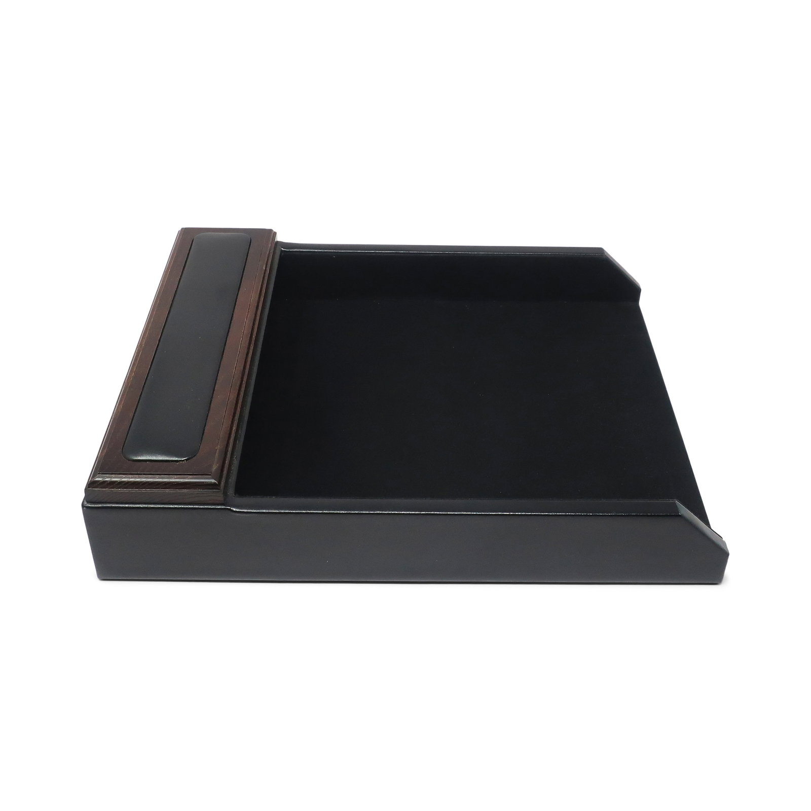 Pair of Mid-Century Modern Style Leather & Walnut Paper Tray - 6