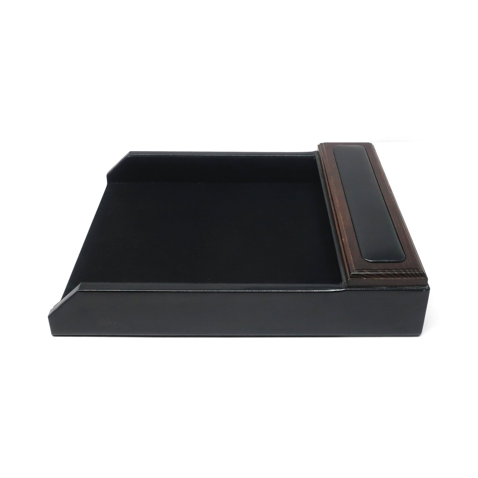 Pair of Mid-Century Modern Style Leather & Walnut Paper Tray - 7