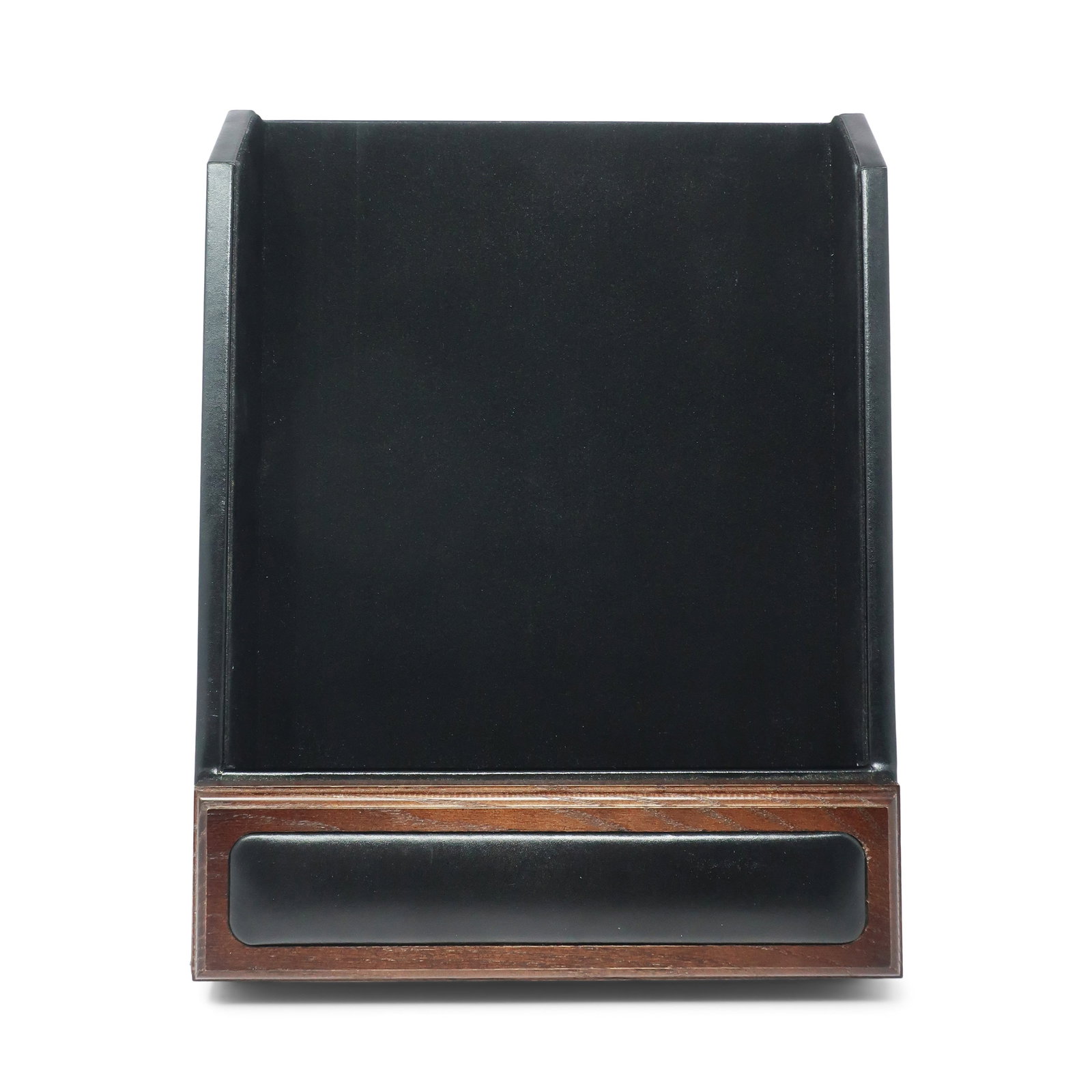 Pair of Mid-Century Modern Style Leather & Walnut Paper Tray - 9