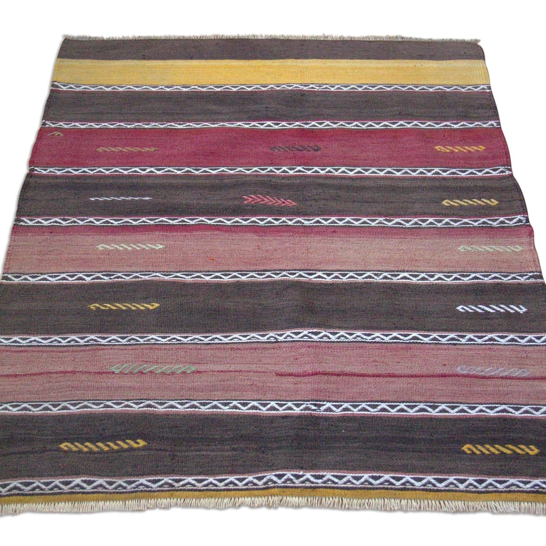 Vintage 1970s Handwoven Anatolian Turkish Kilim Rug - 2