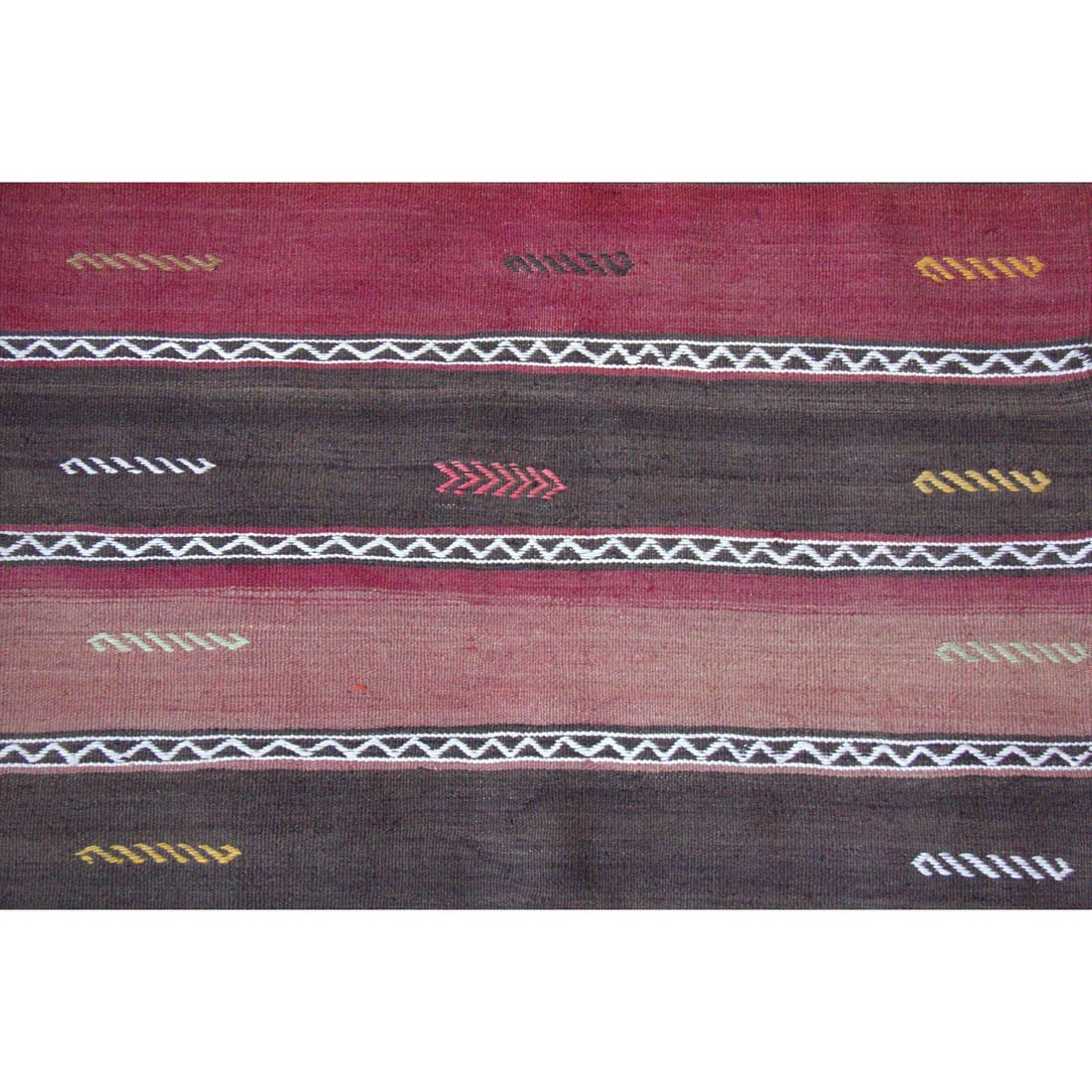 Vintage 1970s Handwoven Anatolian Turkish Kilim Rug - 5