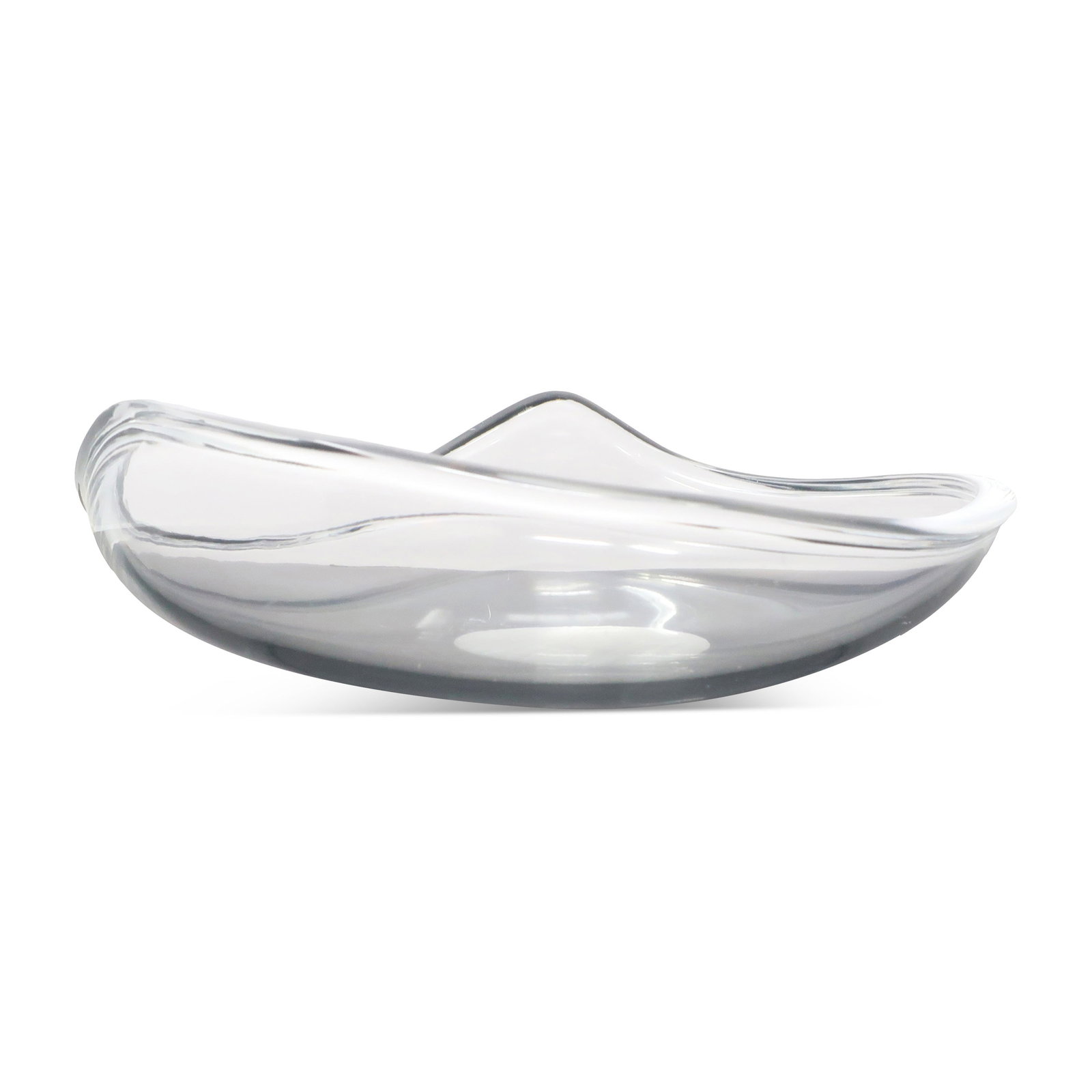 1970s Small Astrolite Lucite Bowl by Ritts Co. of Los Angeles: An asymmetrical mid-century modern "Astrolite" lucite centerpiece or serving bowl by the Ritts Company of Los Angeles (owned by the parents of famed photographer Herb Ritts). In good vintage