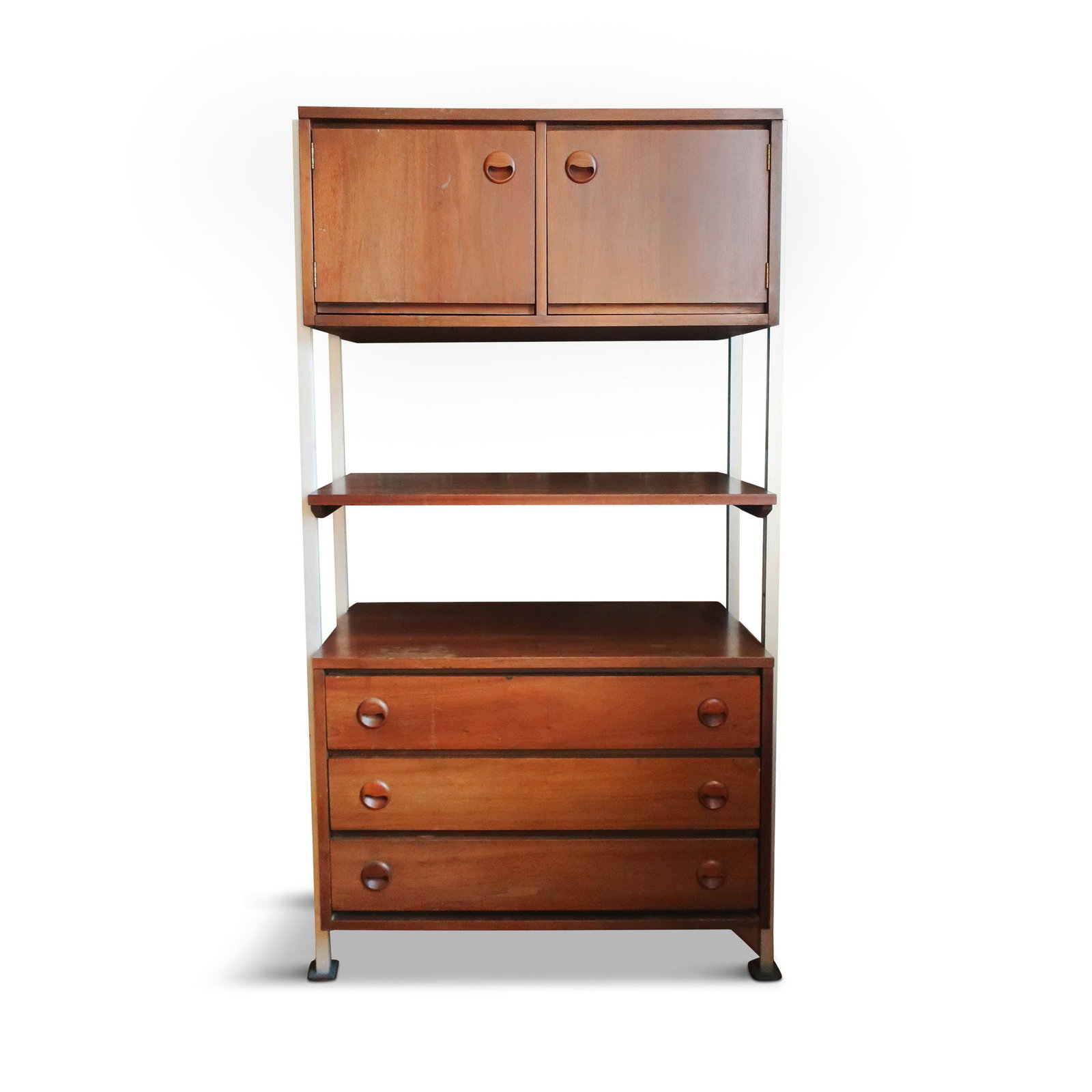 Pair of Mid Century Modern Walnut Wall Units by Stanley - 2