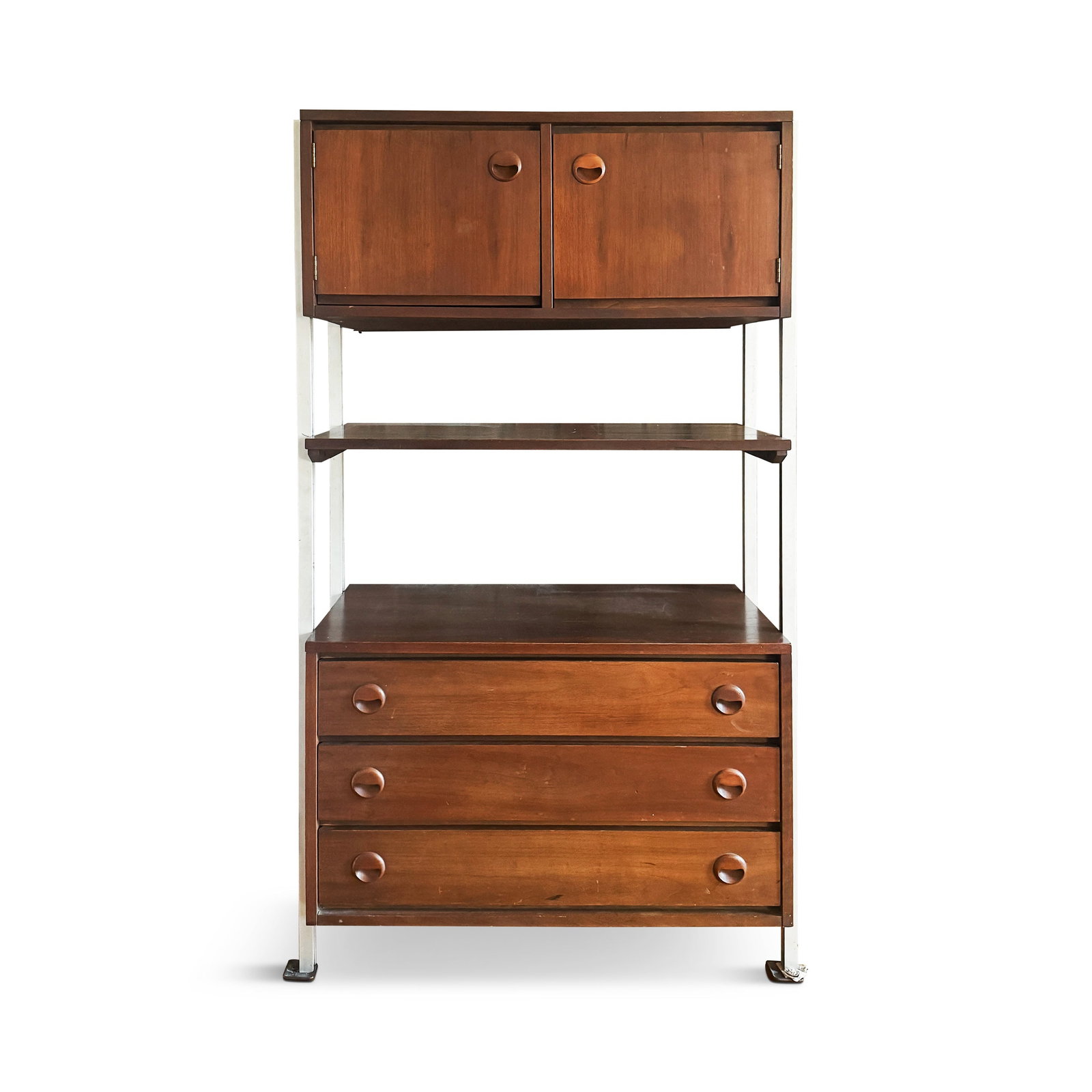 Pair of Mid Century Modern Walnut Wall Units by Stanley - 3