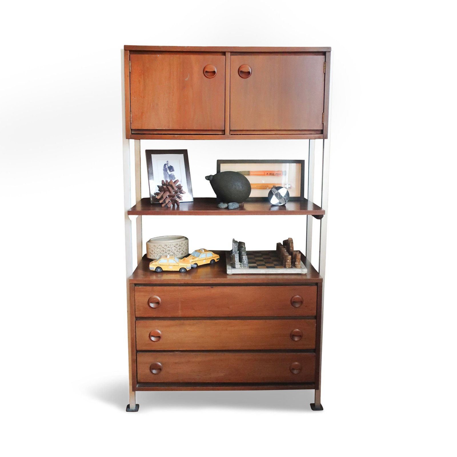 Pair of Mid Century Modern Walnut Wall Units by Stanley - 4