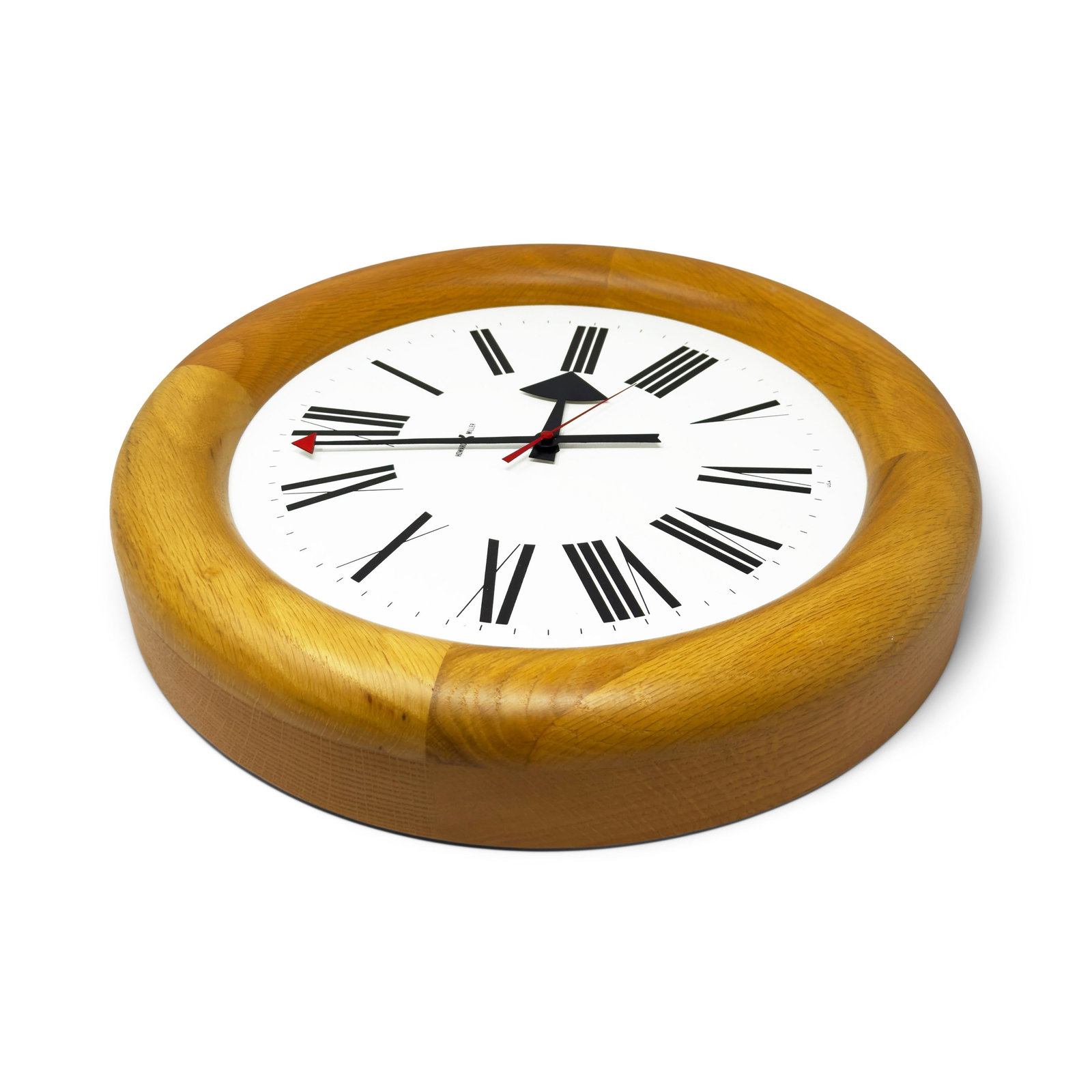 Vintage Stationmaster 611 Oak Wall Clock by Arthur Umanoff for Howard Miller - 2