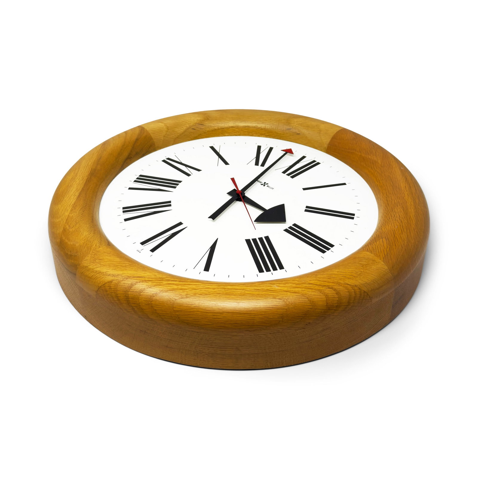 Vintage Stationmaster 611 Oak Wall Clock by Arthur Umanoff for Howard Miller - 3