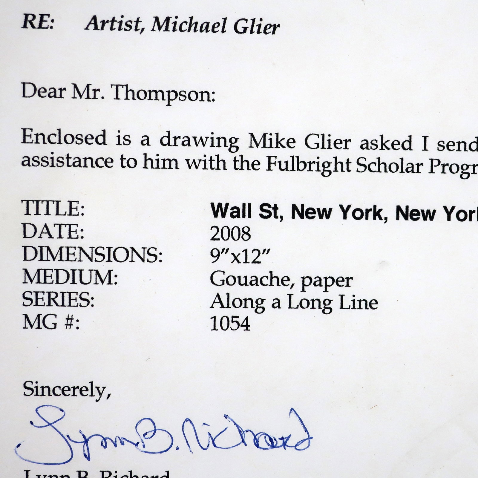 Michael Glier "Wall Street, New York, New York" Gouache on Paper (2008) - 8