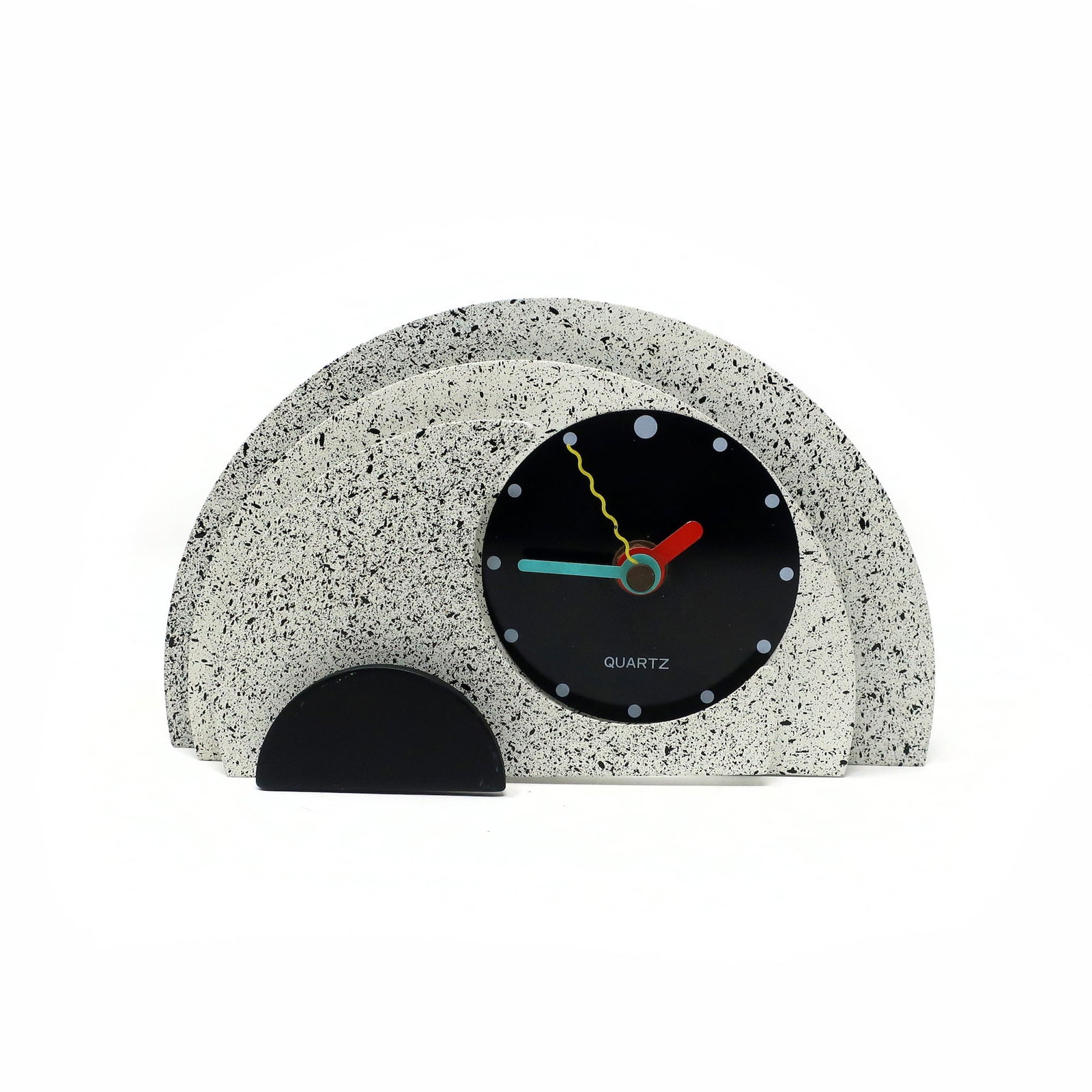 1980s Gray & Black Stacked Desk or Mantel Clock - 2