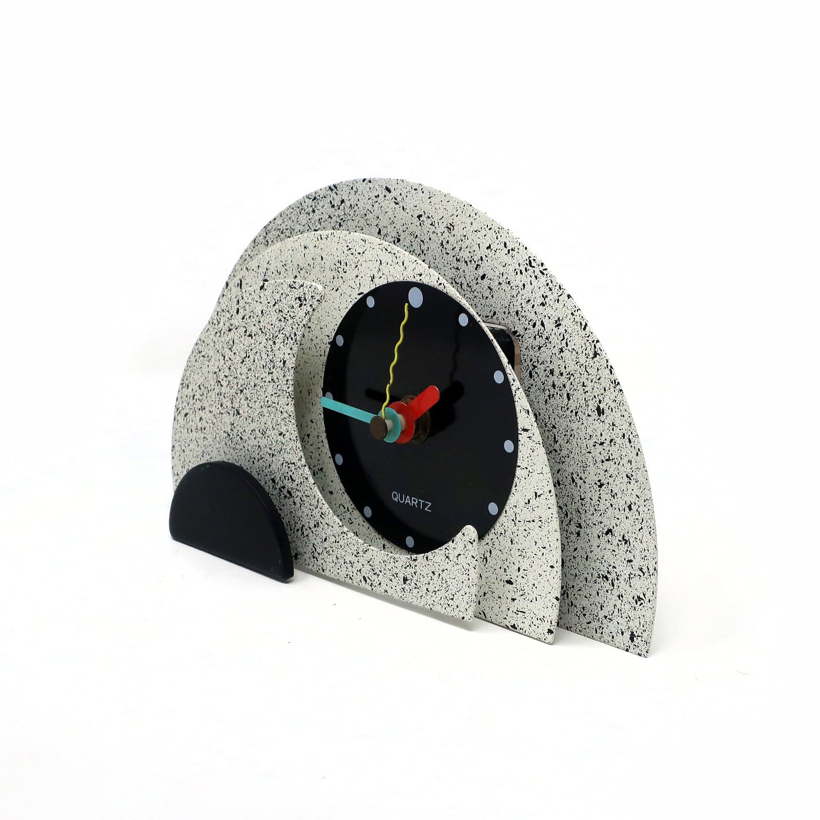 1980s Gray & Black Stacked Desk or Mantel Clock - 3