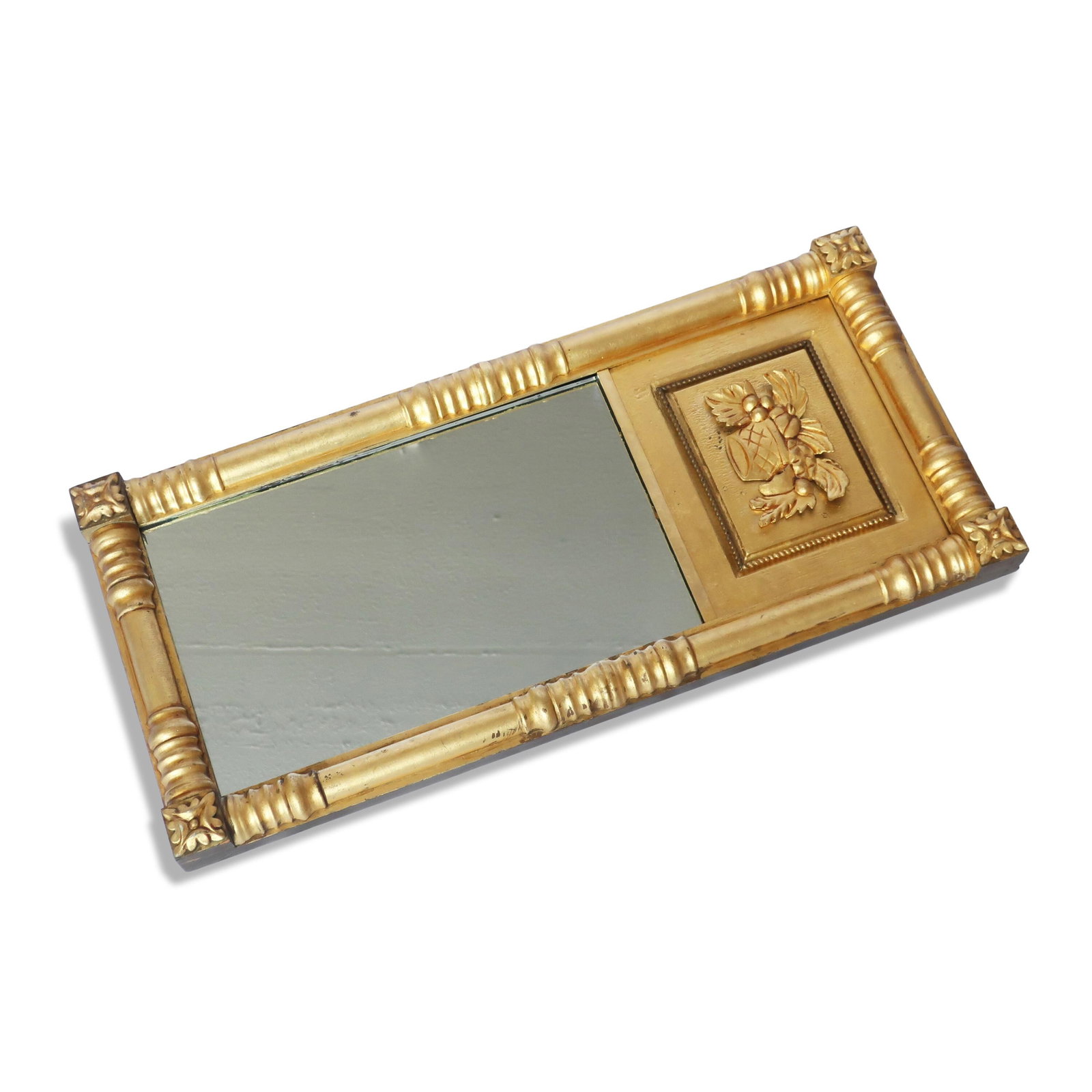 19th Century Giltwood Mirror with Rosette Corners and Fruit Panel - 2