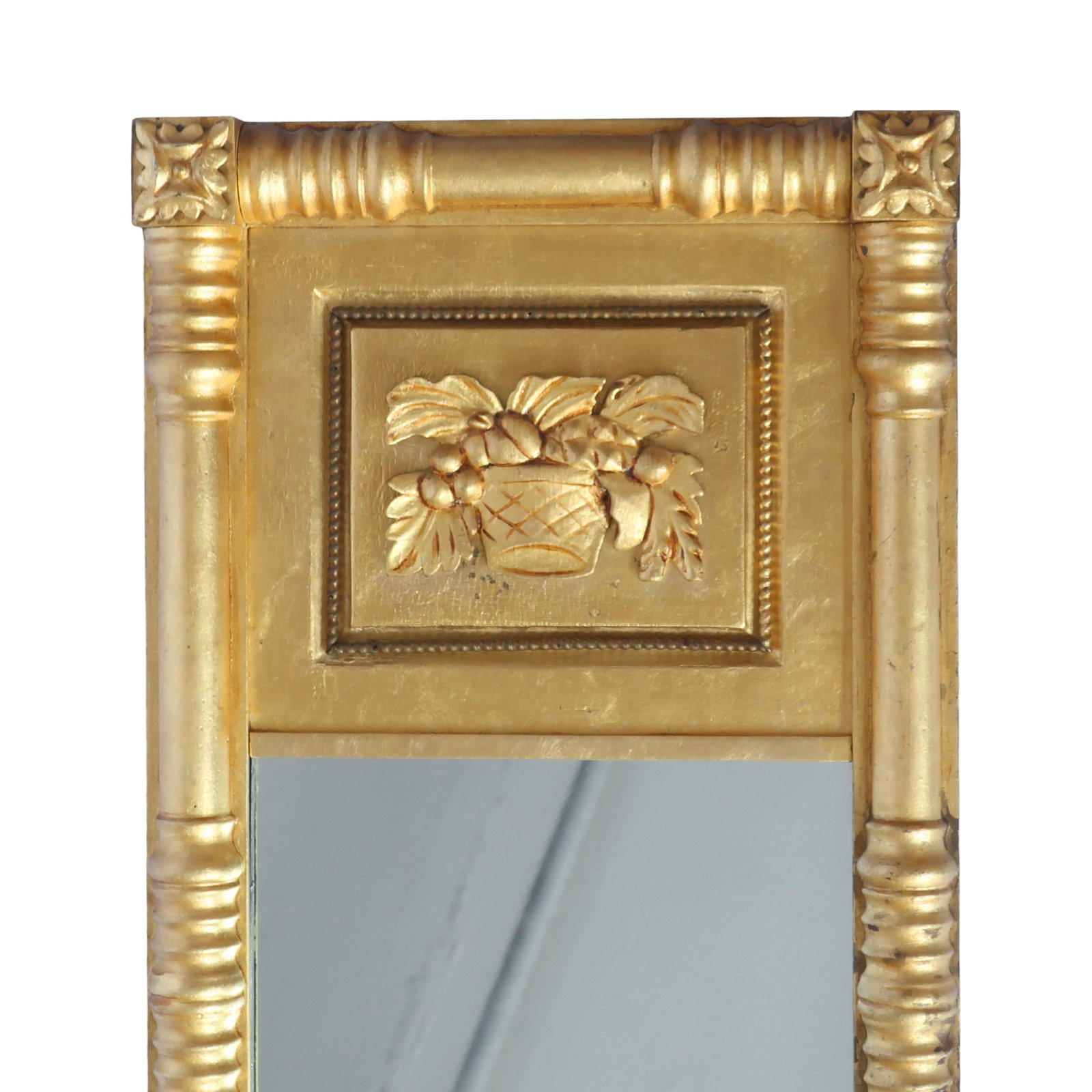 19th Century Giltwood Mirror with Rosette Corners and Fruit Panel - 3