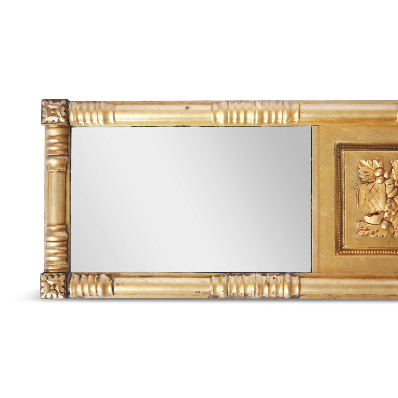 19th Century Giltwood Mirror with Rosette Corners and Fruit Panel - 4