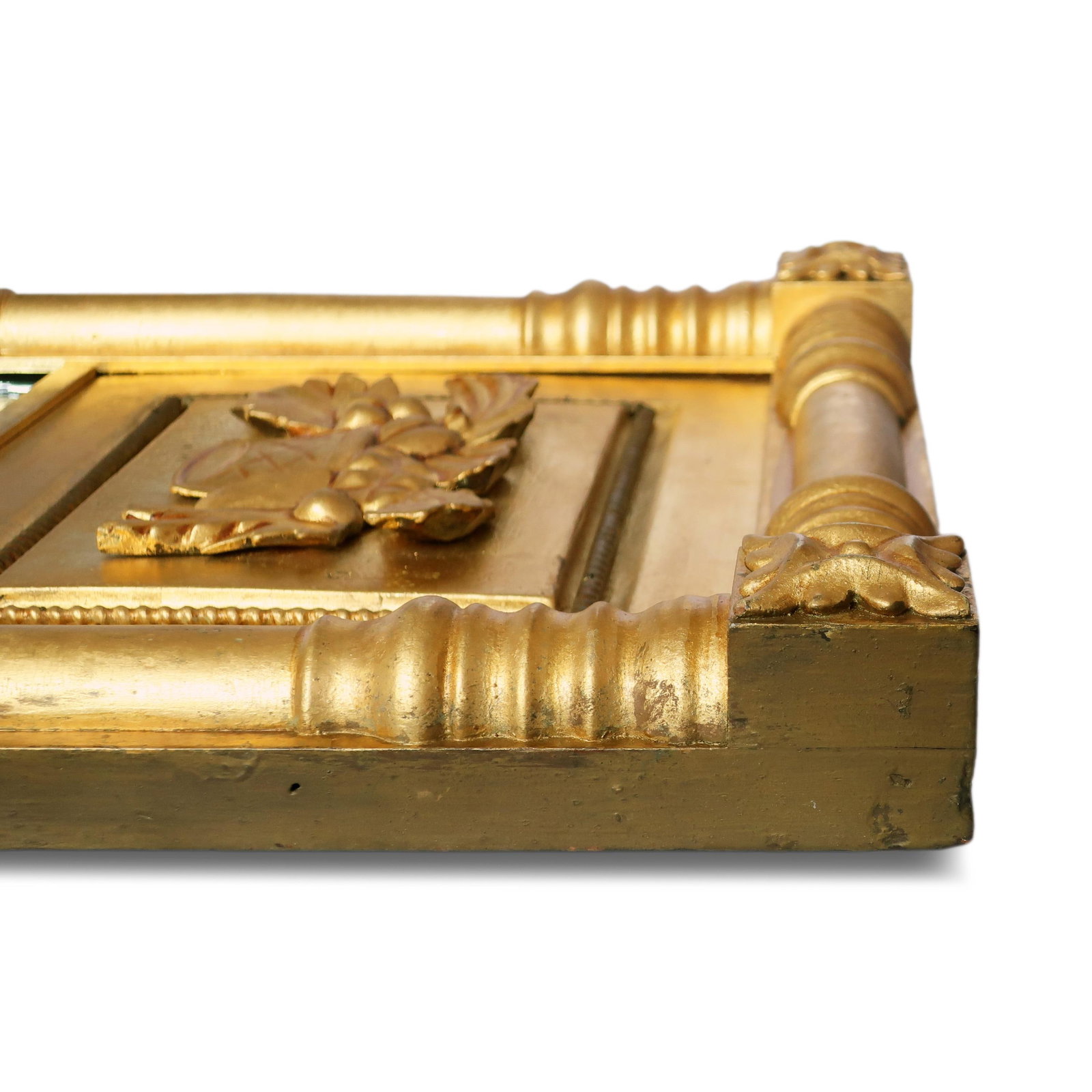 19th Century Giltwood Mirror with Rosette Corners and Fruit Panel - 6