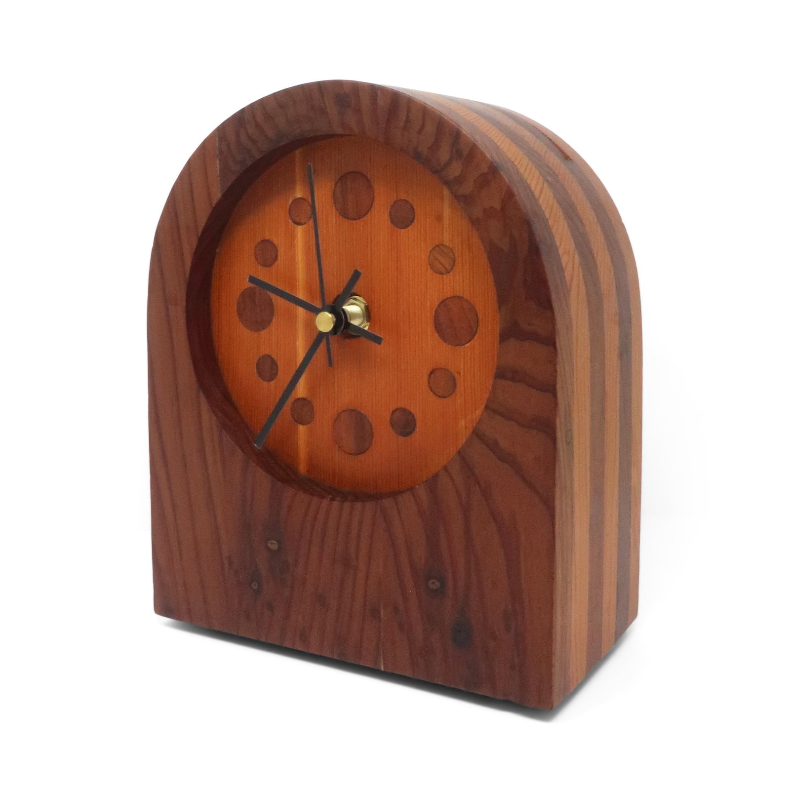 1970s Handcrafted Laminated Wood Desk Clock (1 of 10)