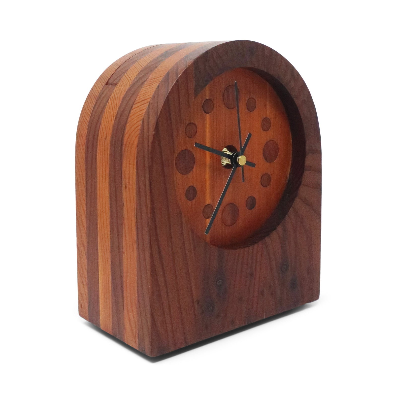 1970s Handcrafted Laminated Wood Desk Clock - 3