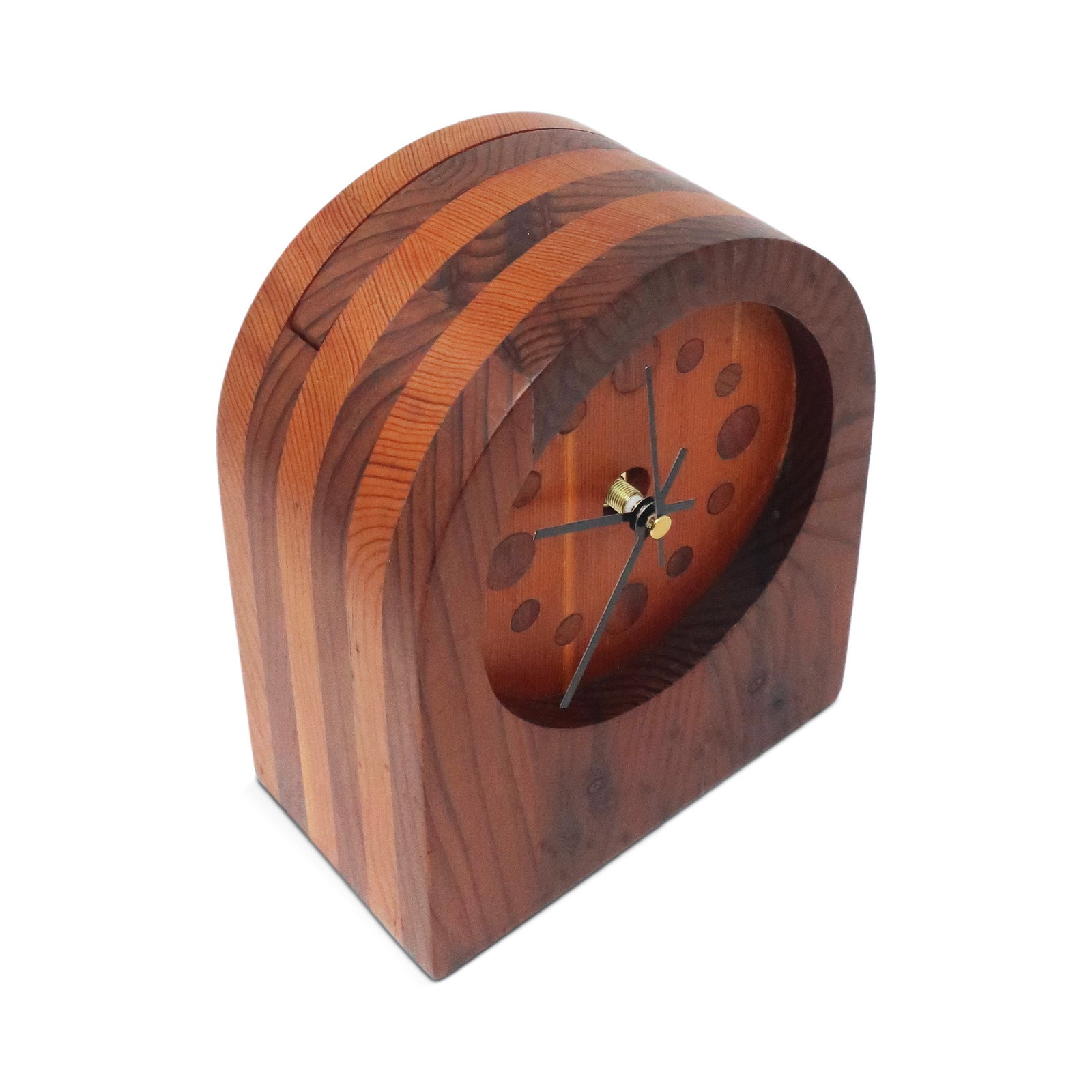 1970s Handcrafted Laminated Wood Desk Clock - 4