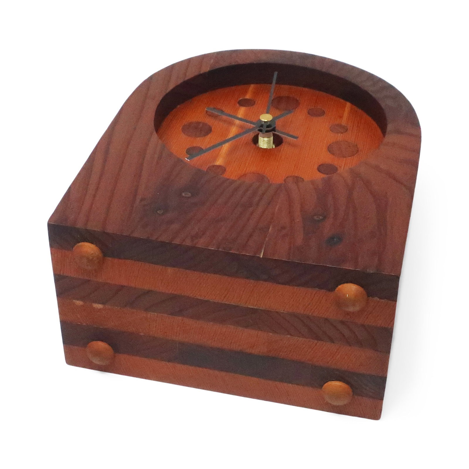 1970s Handcrafted Laminated Wood Desk Clock - 5