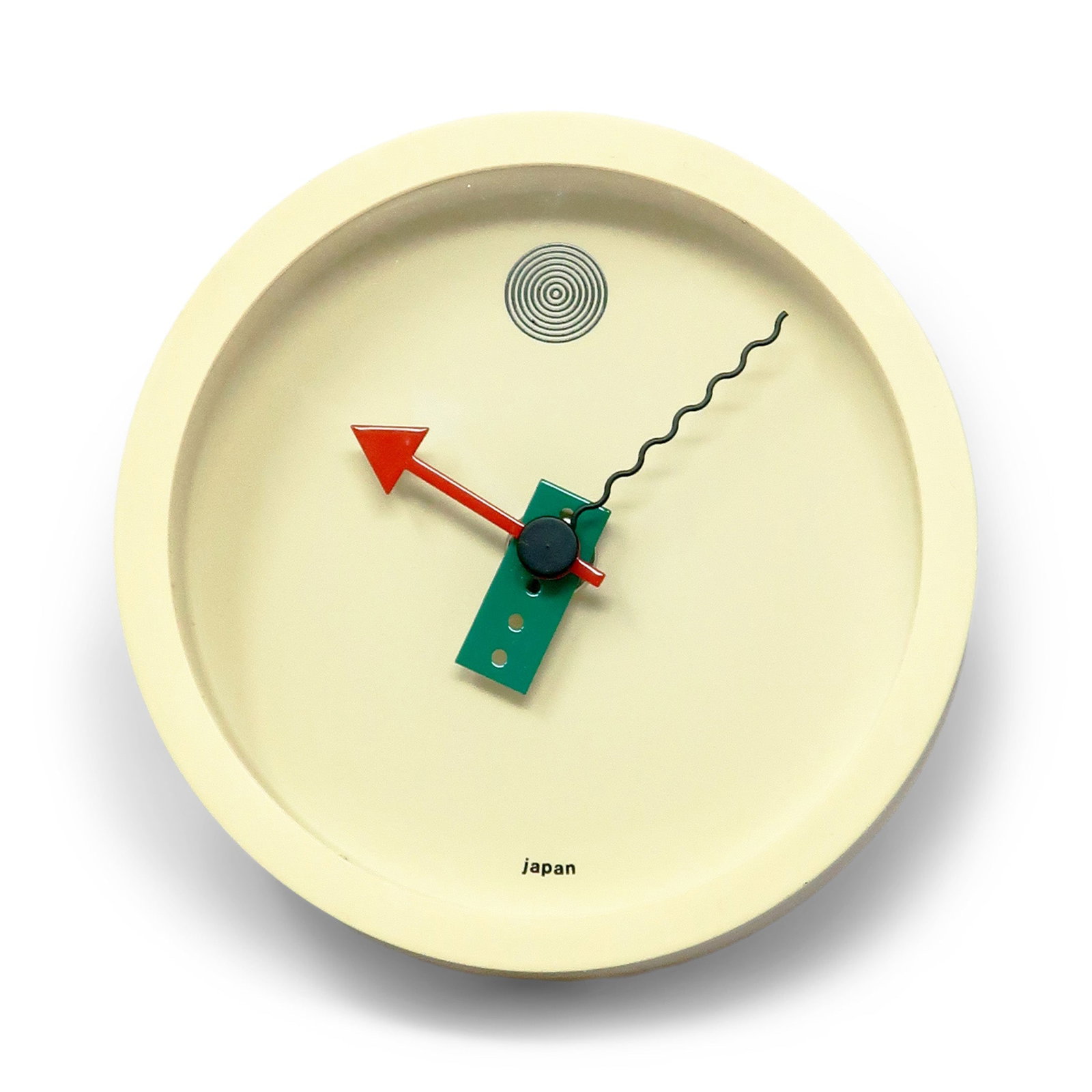 1980s White Postmodern Wall Clock by Shohei Mihara for Wakita - 2