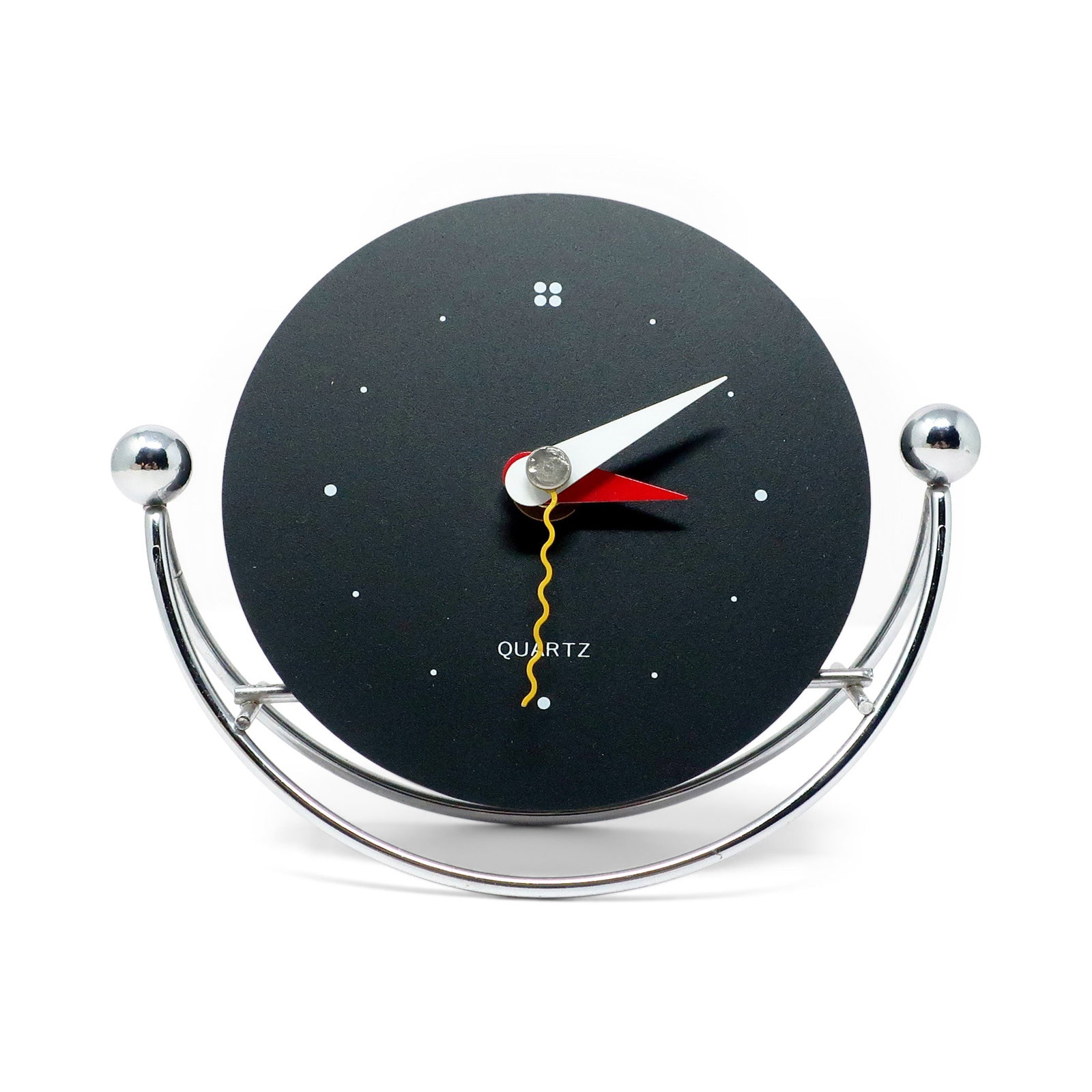 1980s Postmodern Chrome Rocking Desk Clock - 2