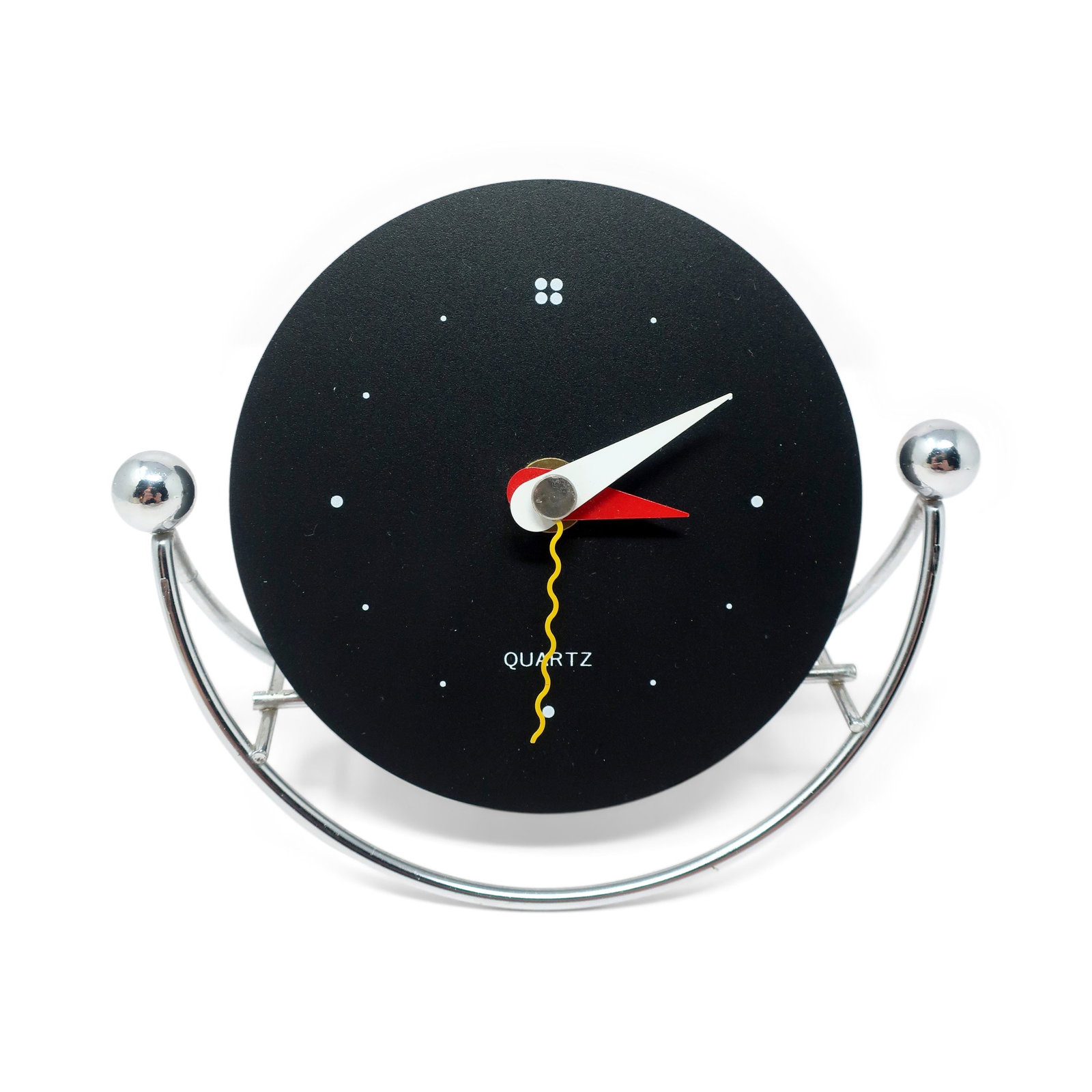 1980s Postmodern Chrome Rocking Desk Clock - 3